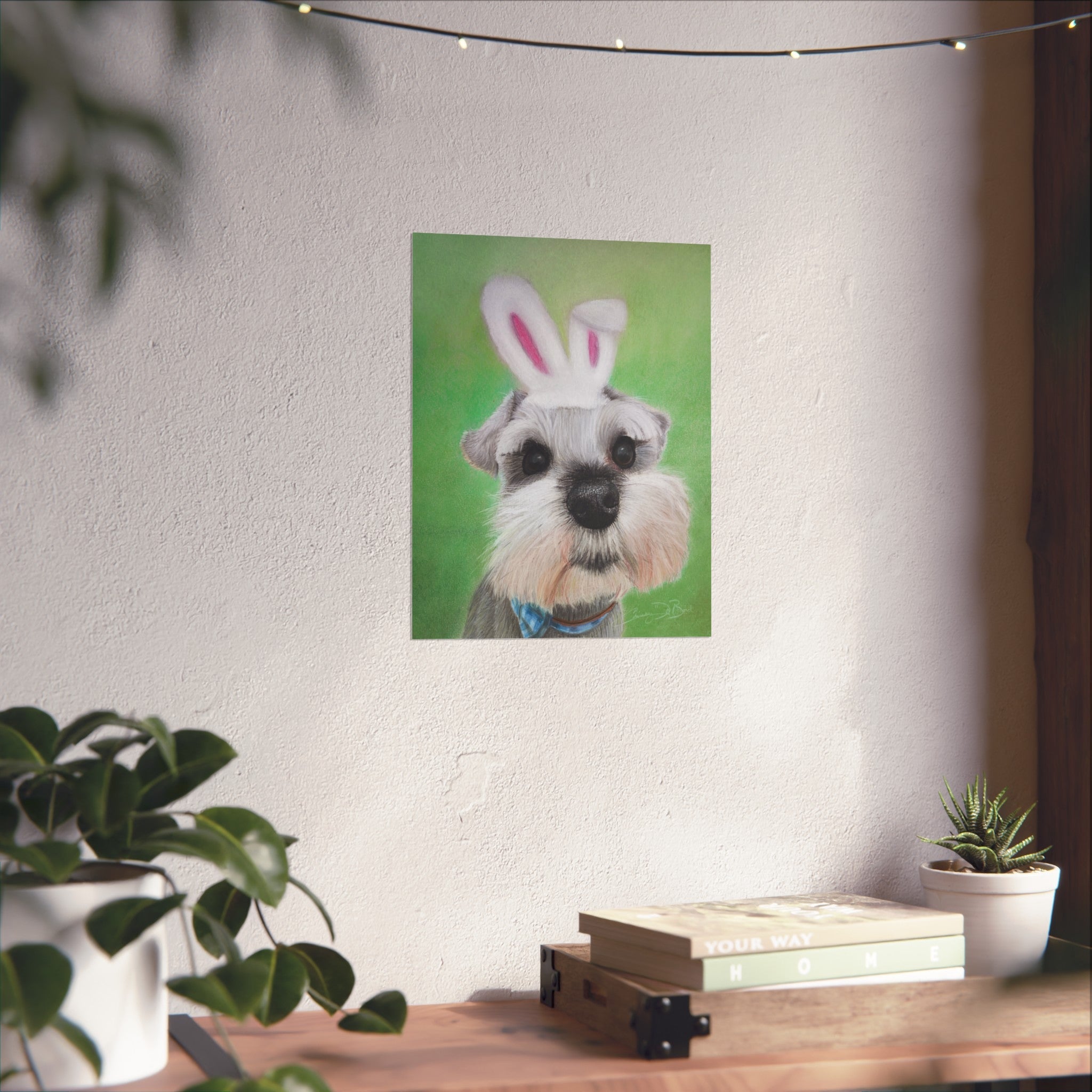 Schnauzer Bunny Fine Art Poster — Cute Dog Wall Art for Easter & Home Decor