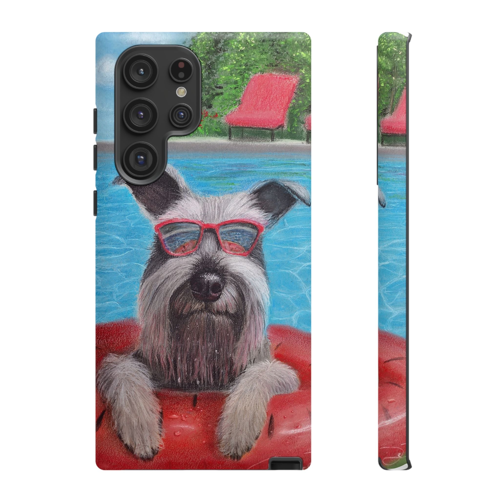 "Cool in the Pool" Phone Case — Cute Schnauzer in the Sun