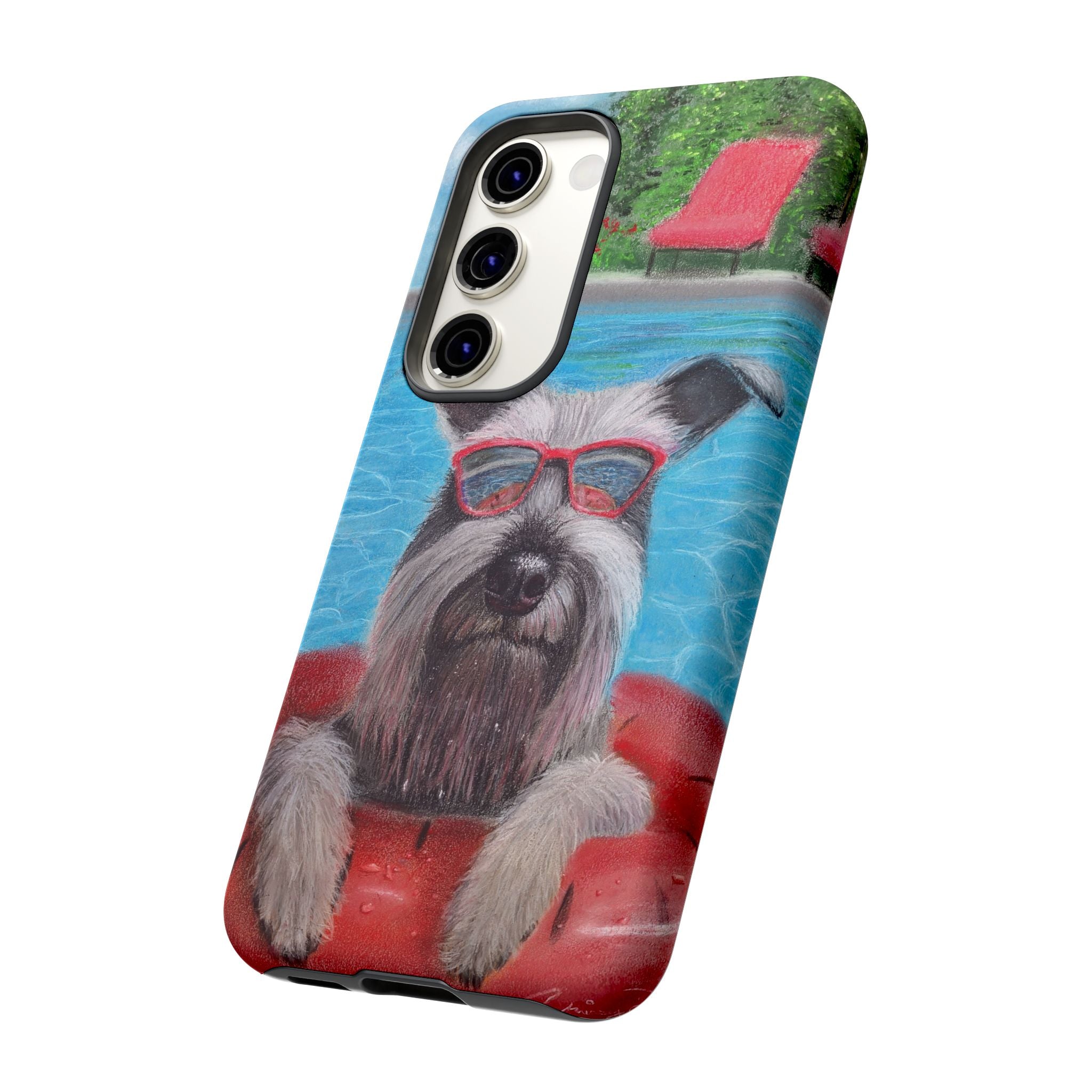 "Cool in the Pool" Phone Case — Cute Schnauzer in the Sun