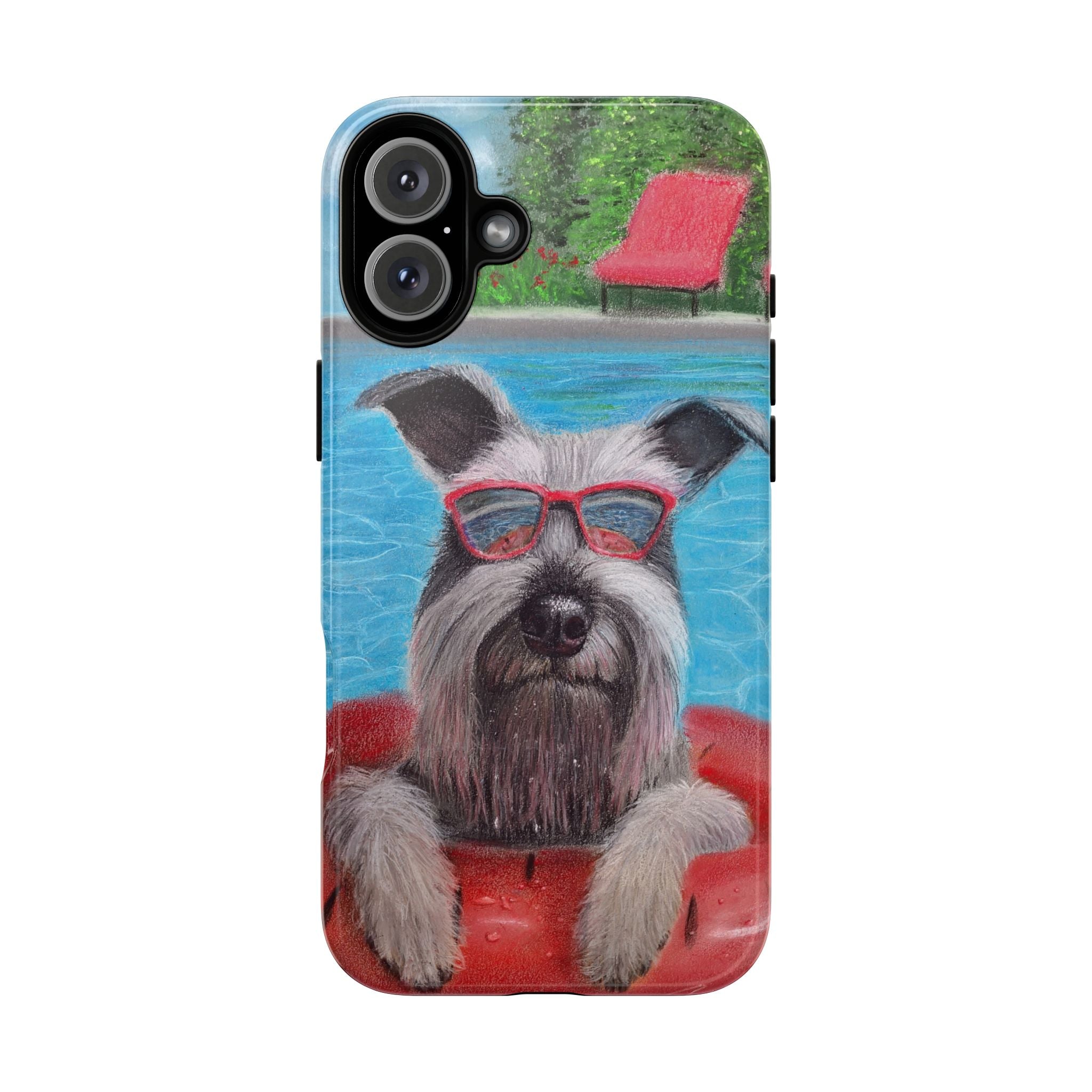 "Cool in the Pool" Phone Case — Cute Schnauzer in the Sun