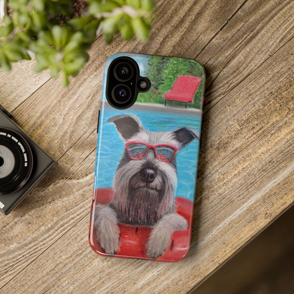 "Cool in the Pool" Phone Case — Cute Schnauzer in the Sun