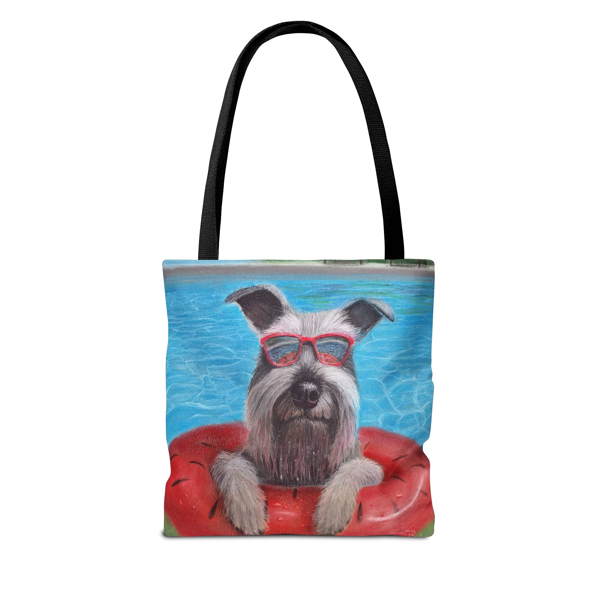 "Cool in the Pool" Schnauzer Beach Tote Bag