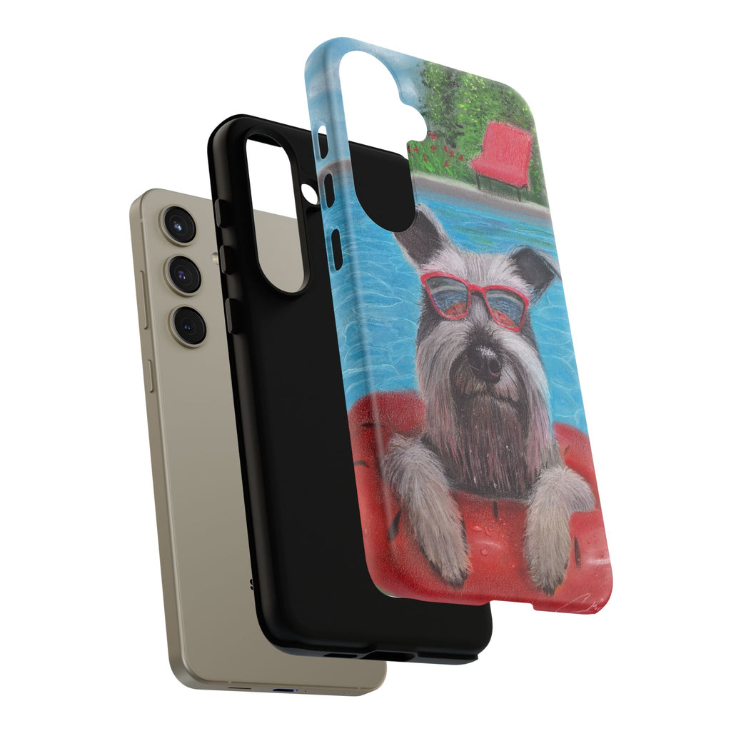 "Cool in the Pool" Phone Case — Cute Schnauzer in the Sun