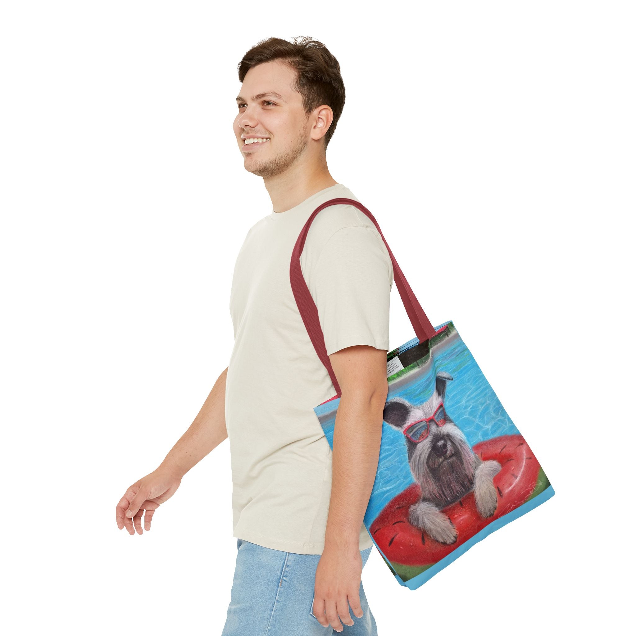 "Cool in the Pool" Schnauzer Beach Tote Bag