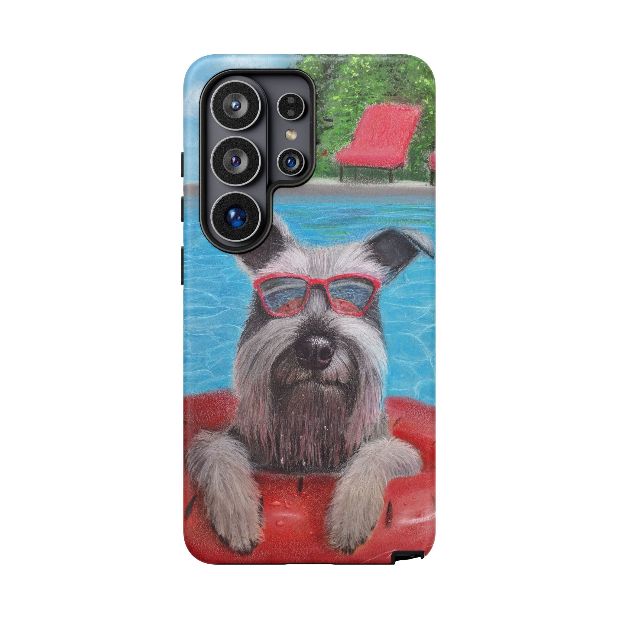 "Cool in the Pool" Phone Case — Cute Schnauzer in the Sun