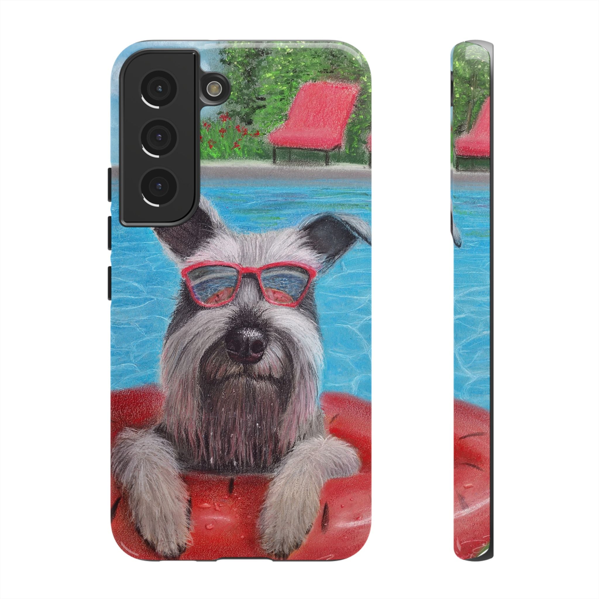 "Cool in the Pool" Phone Case — Cute Schnauzer in the Sun