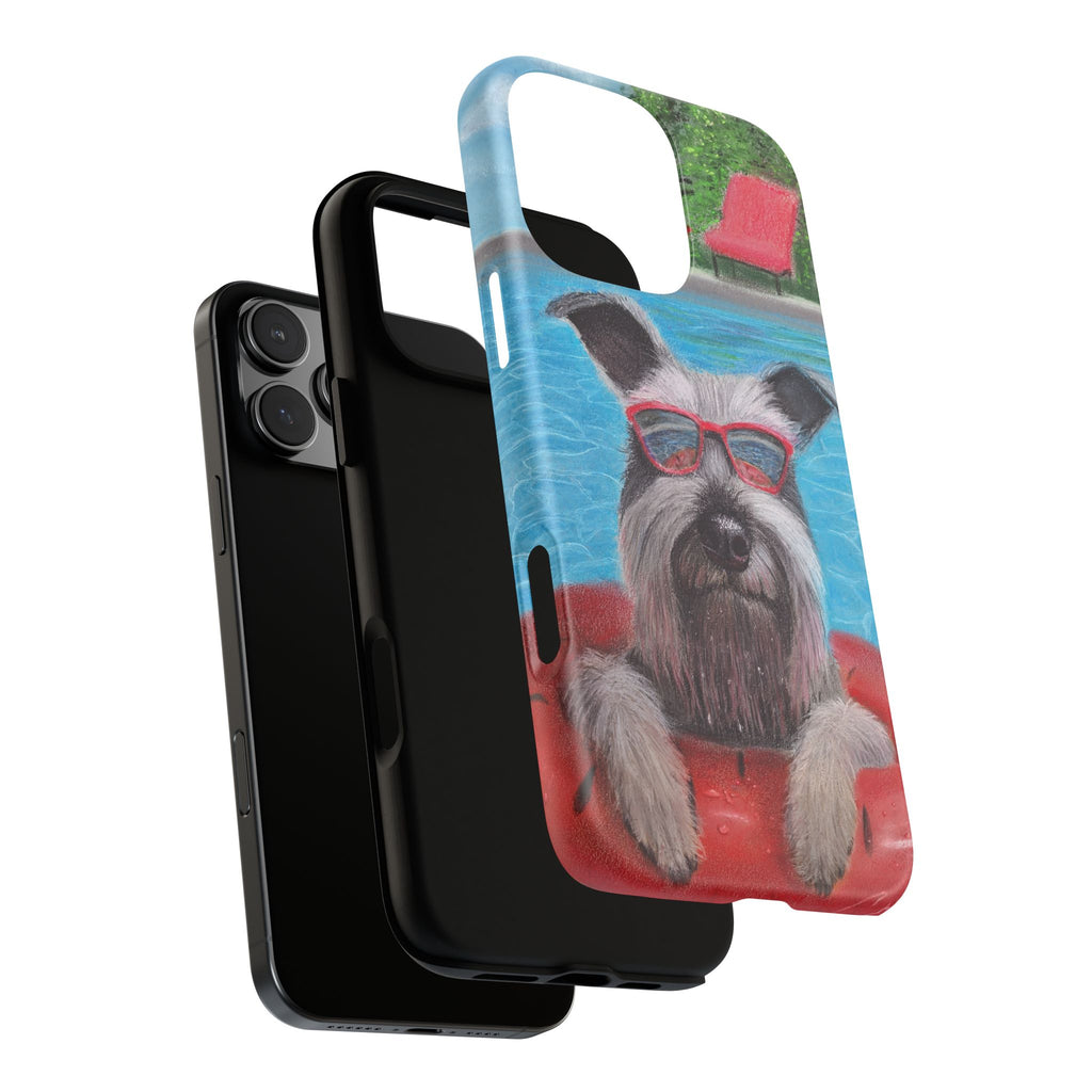 "Cool in the Pool" Phone Case — Cute Schnauzer in the Sun