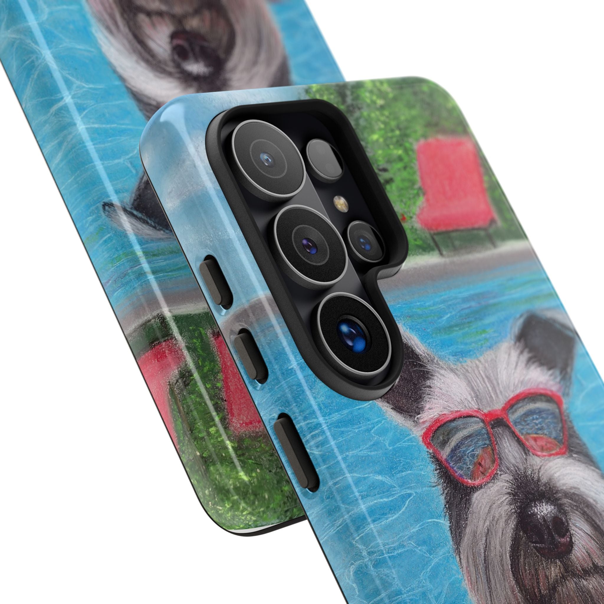 "Cool in the Pool" Phone Case — Cute Schnauzer in the Sun