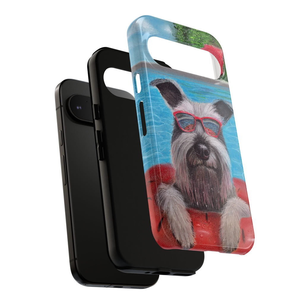 "Cool in the Pool" Phone Case — Cute Schnauzer in the Sun