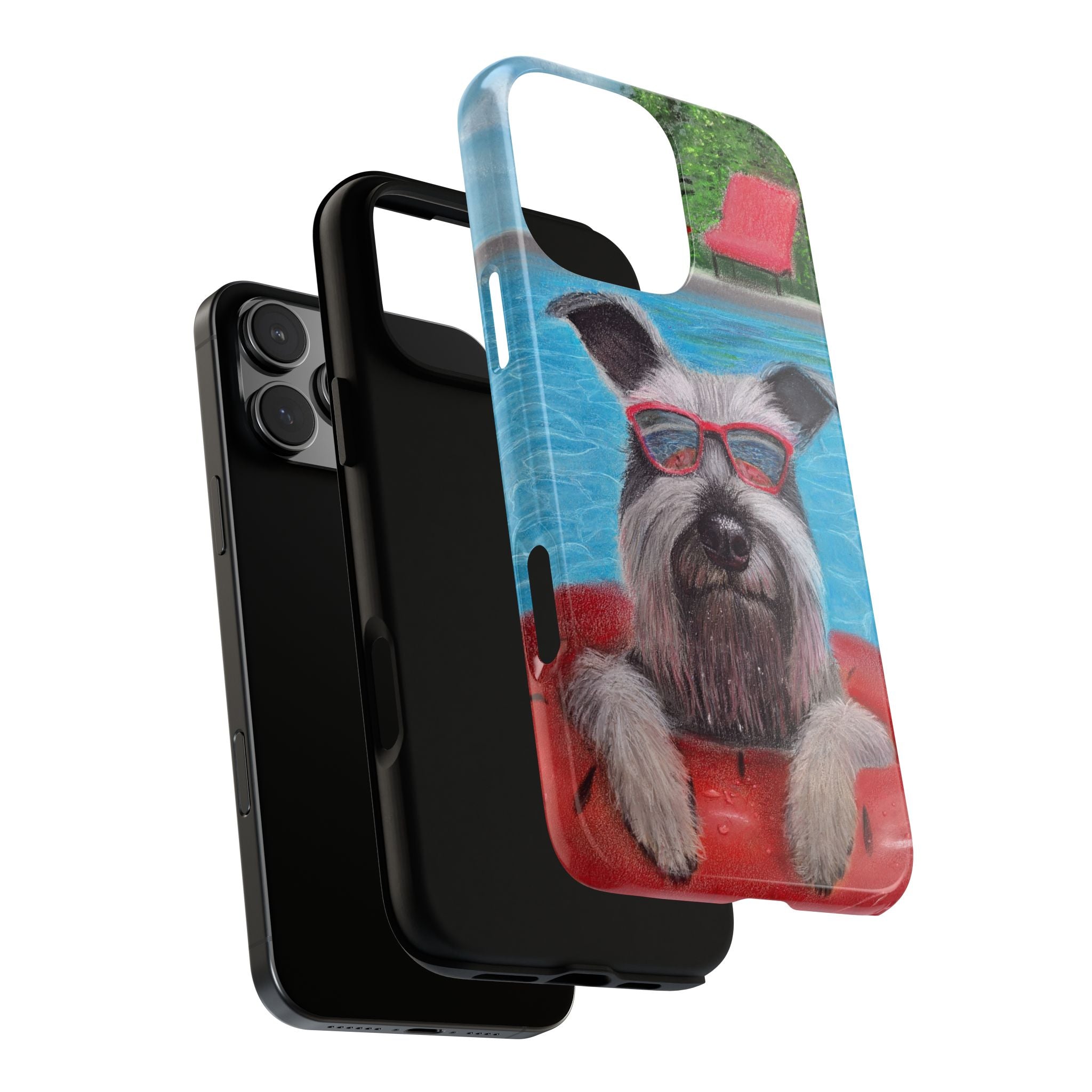 "Cool in the Pool" Phone Case — Cute Schnauzer in the Sun