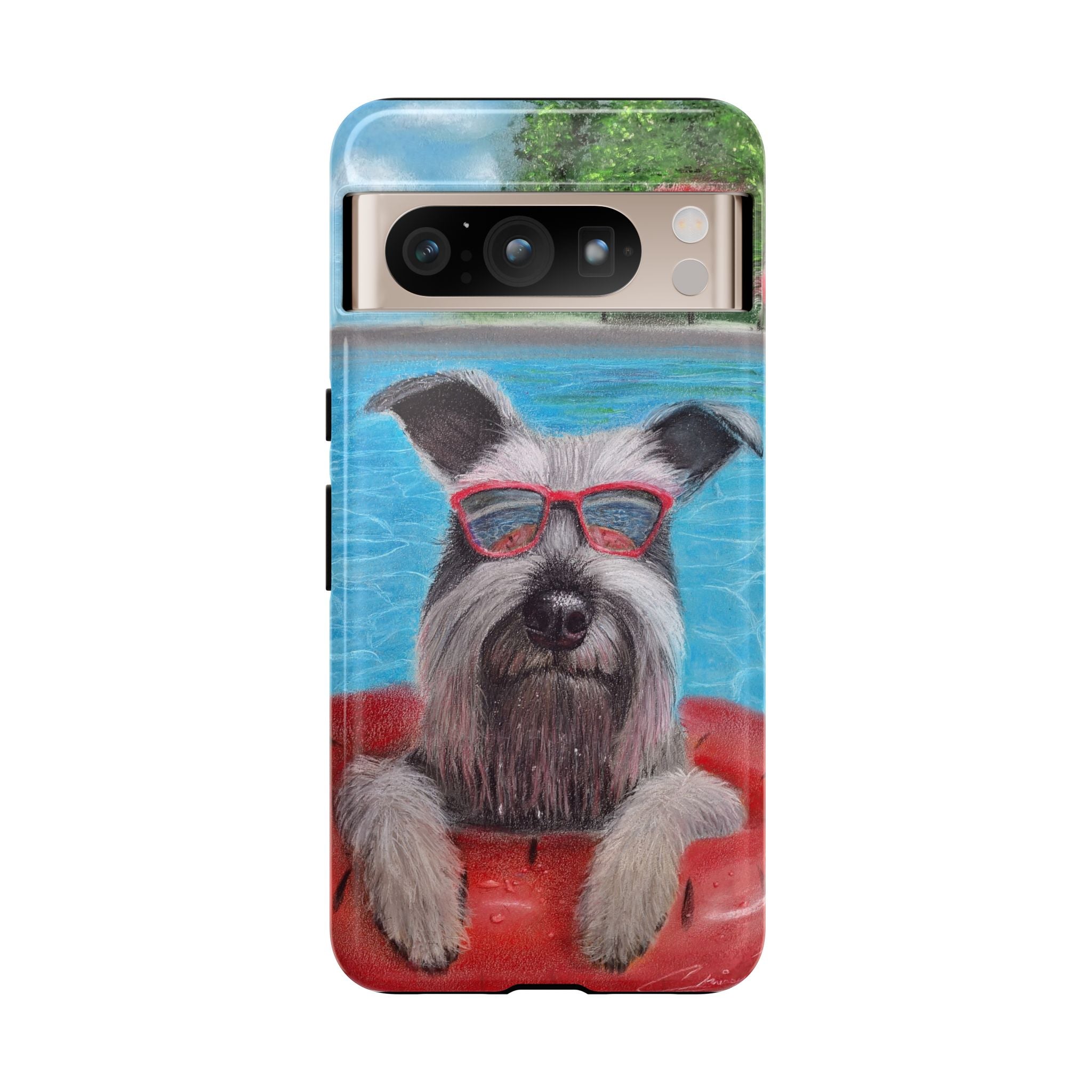 "Cool in the Pool" Phone Case — Cute Schnauzer in the Sun