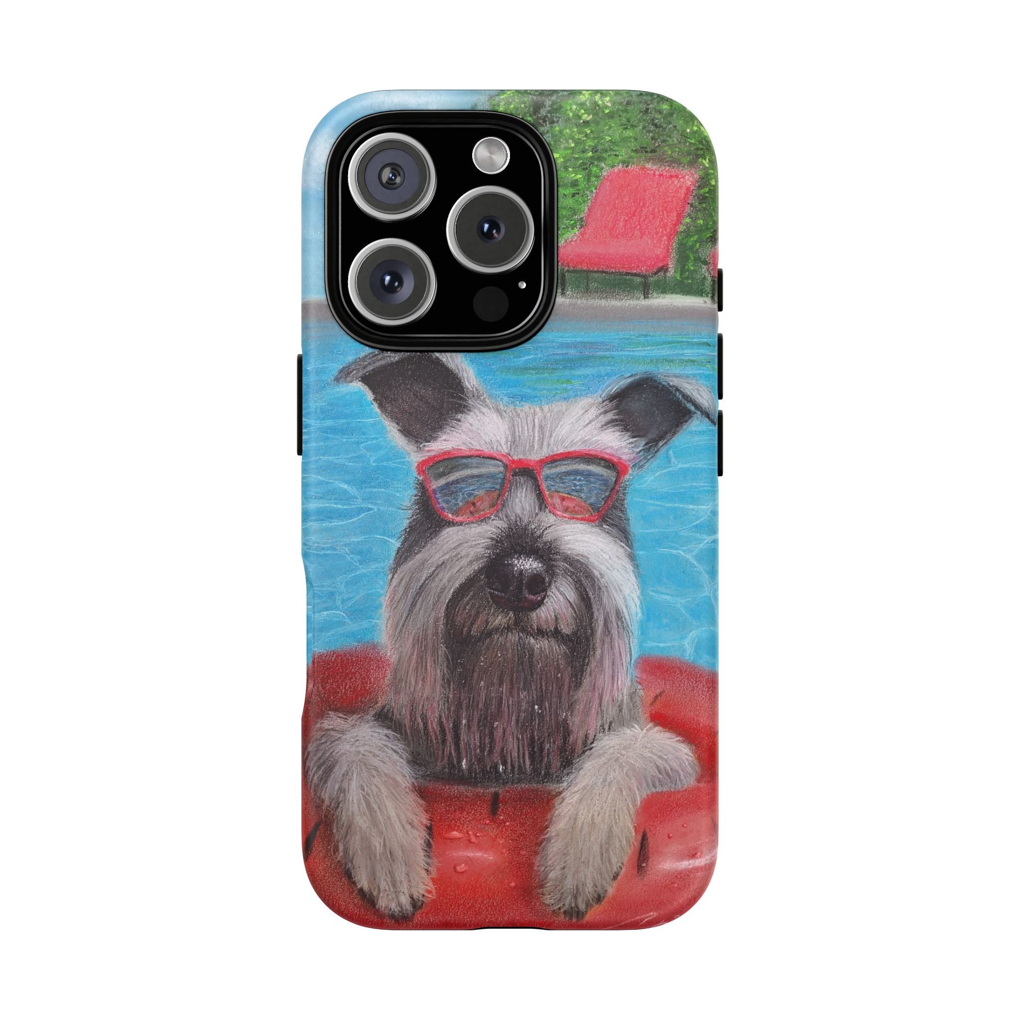 "Cool in the Pool" Phone Case — Cute Schnauzer in the Sun