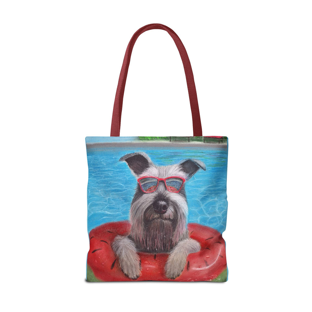 "Cool in the Pool" Schnauzer Beach Tote Bag