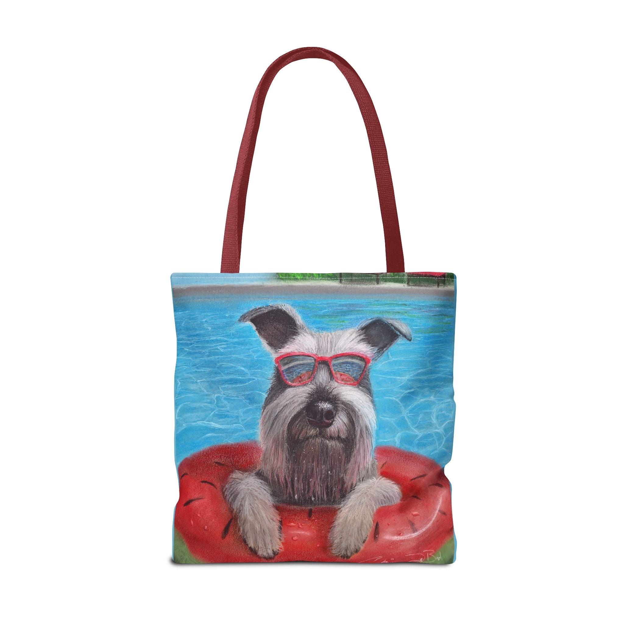 "Cool in the Pool" Schnauzer Beach Tote Bag