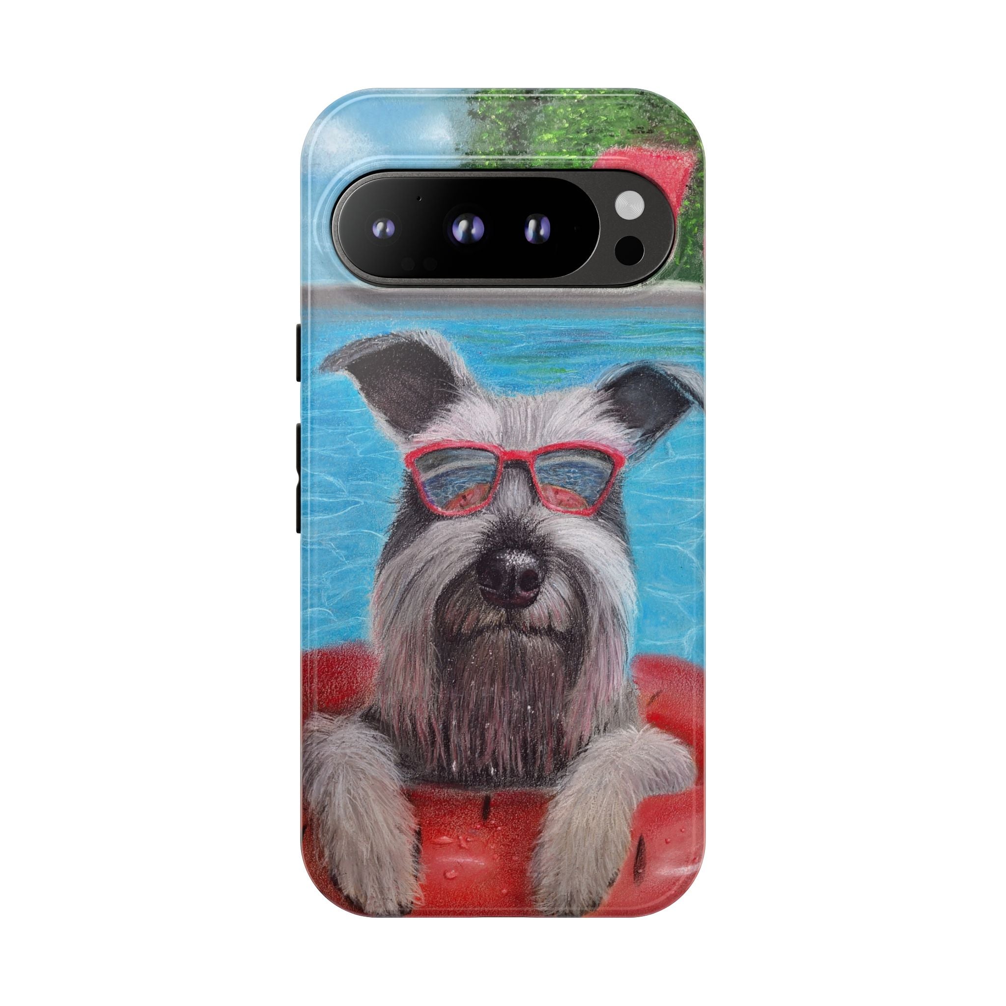 "Cool in the Pool" Phone Case — Cute Schnauzer in the Sun