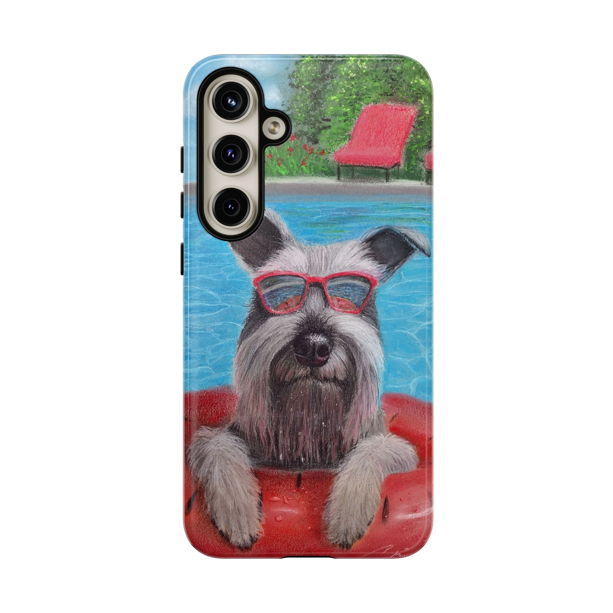"Cool in the Pool" Phone Case — Cute Schnauzer in the Sun