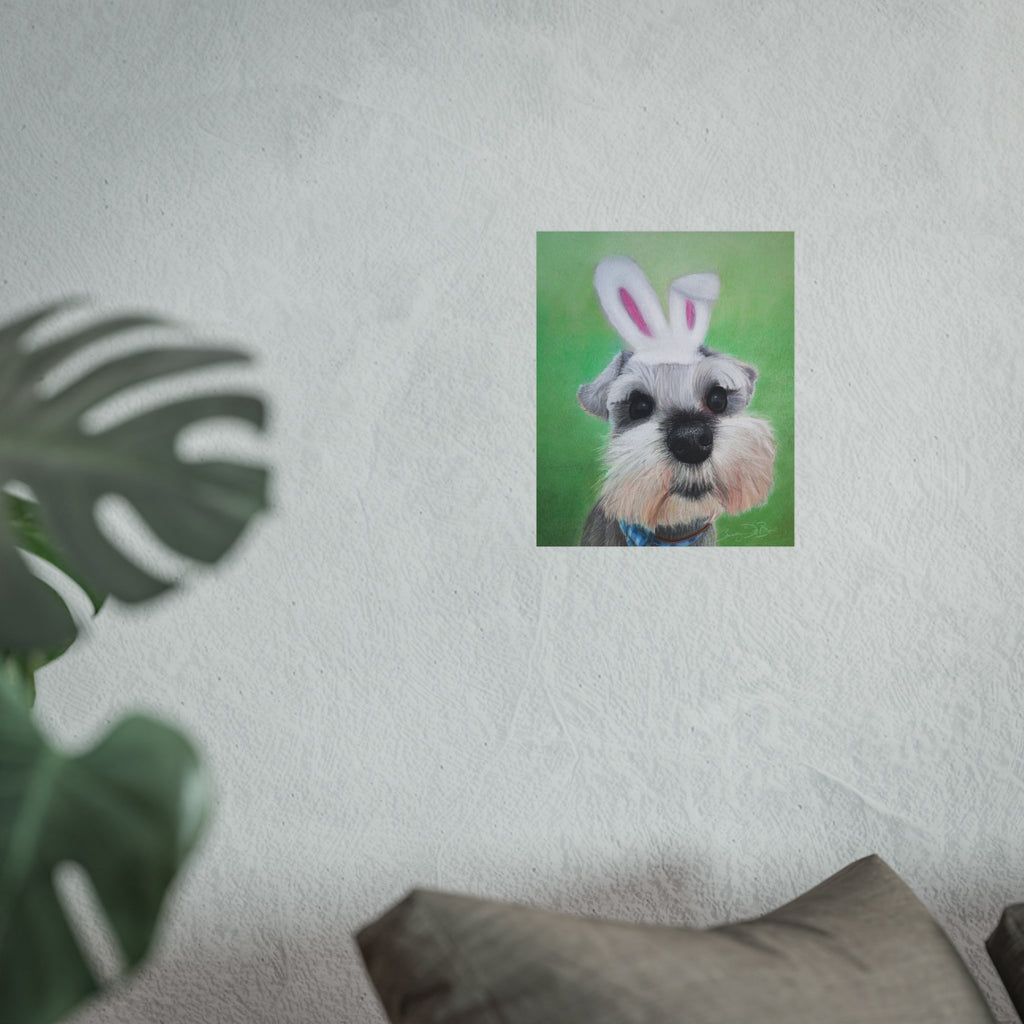Schnauzer Bunny Fine Art Poster — Cute Dog Wall Art for Easter & Home Decor