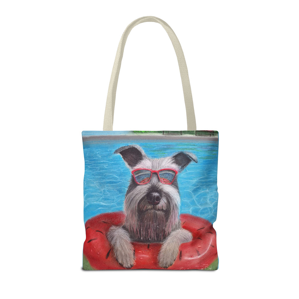 "Cool in the Pool" Schnauzer Beach Tote Bag