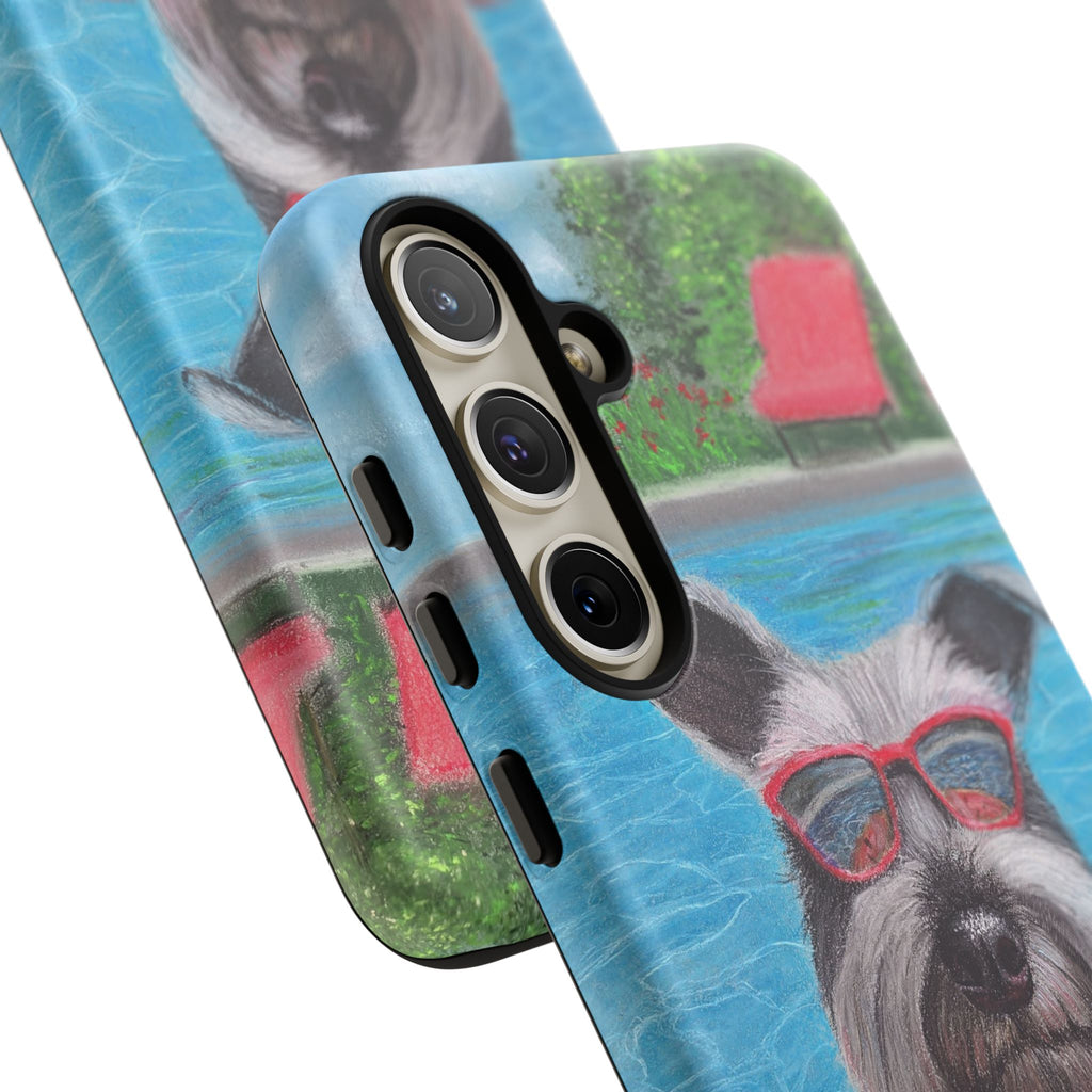 "Cool in the Pool" Phone Case — Cute Schnauzer in the Sun