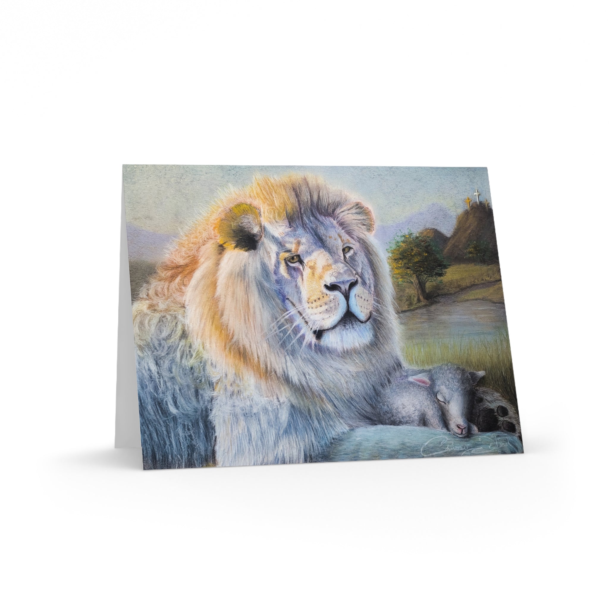 Lion and Lamb Greeting Cards – Pack of 8/16/24, Faith Inspired Note Cards