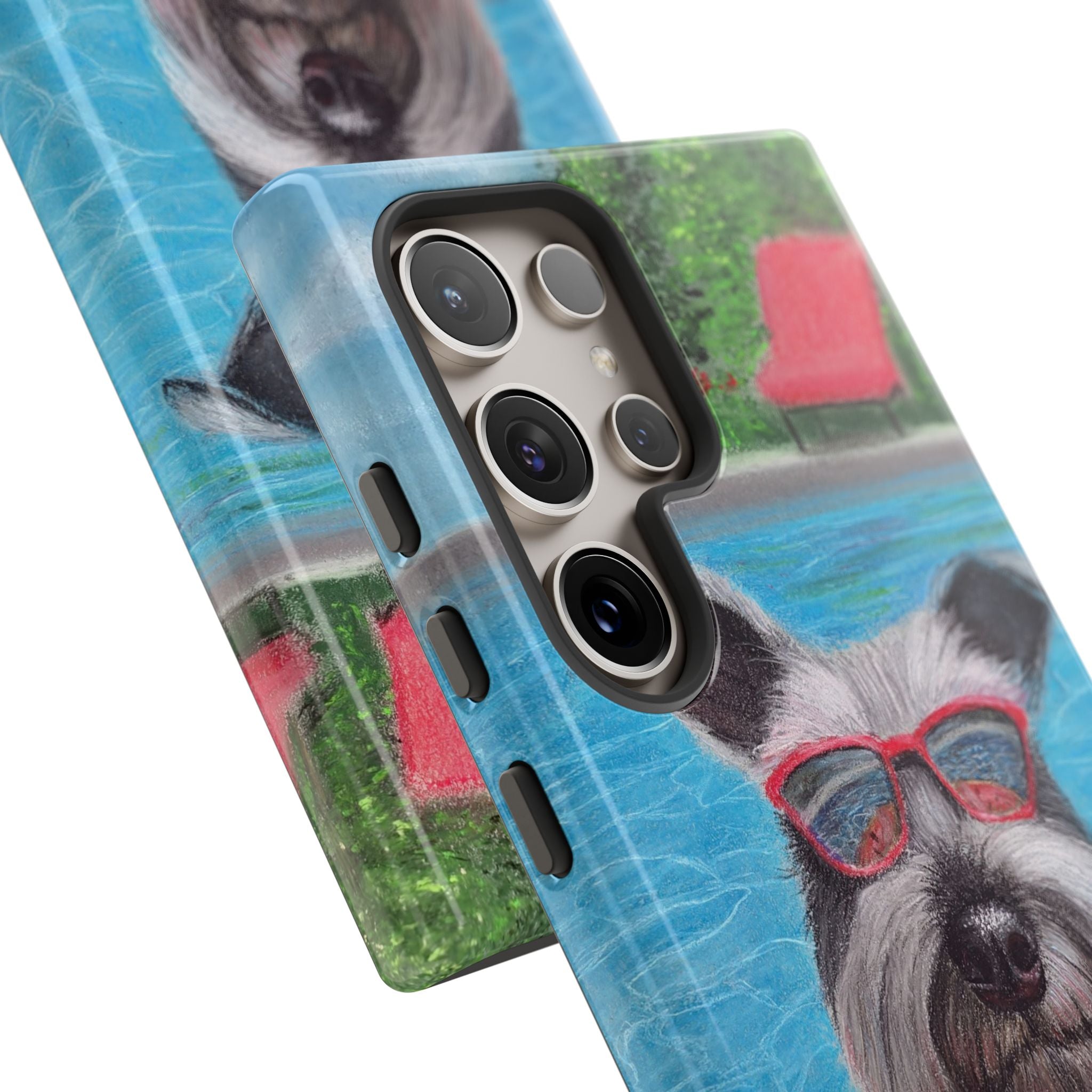 "Cool in the Pool" Phone Case — Cute Schnauzer in the Sun
