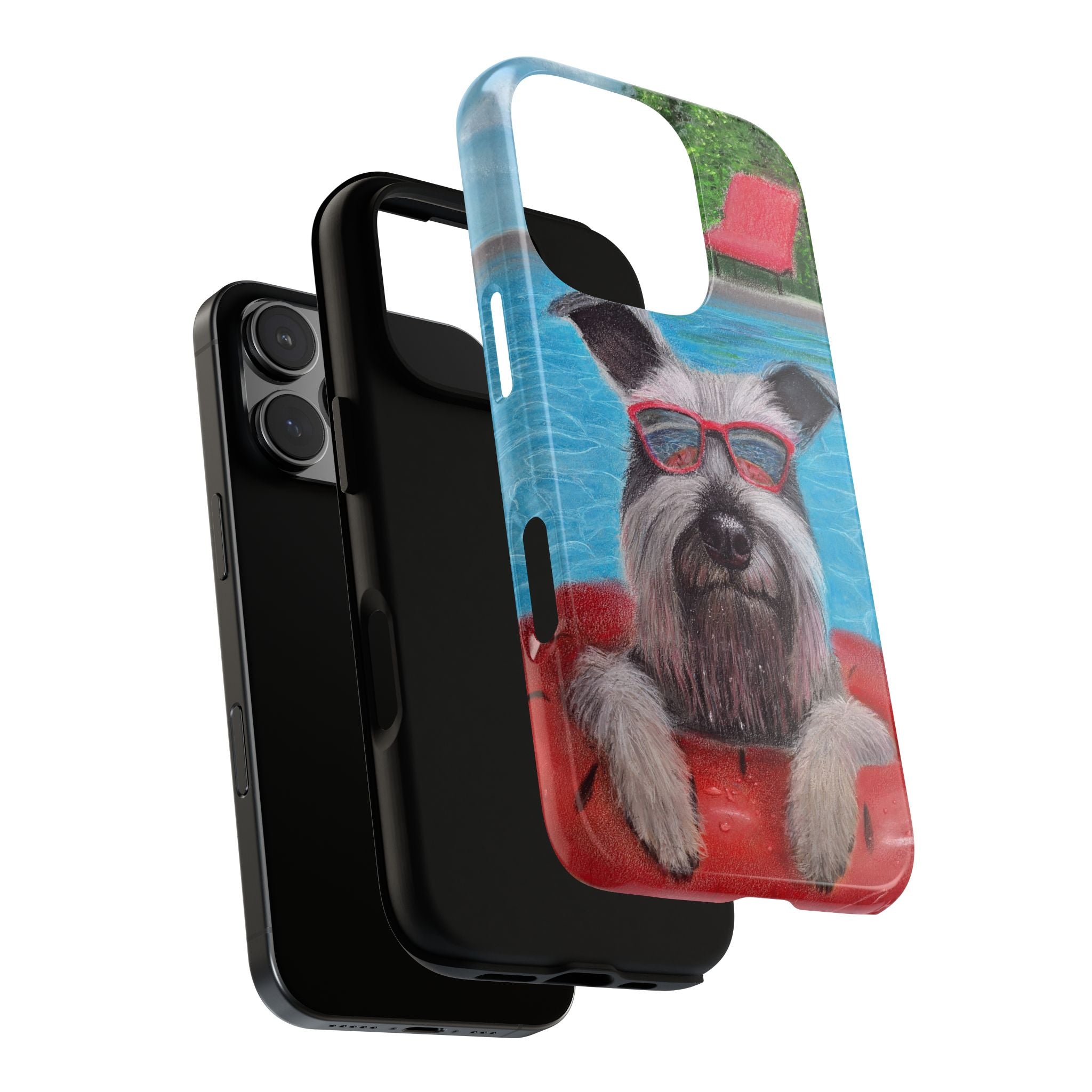 "Cool in the Pool" Phone Case — Cute Schnauzer in the Sun
