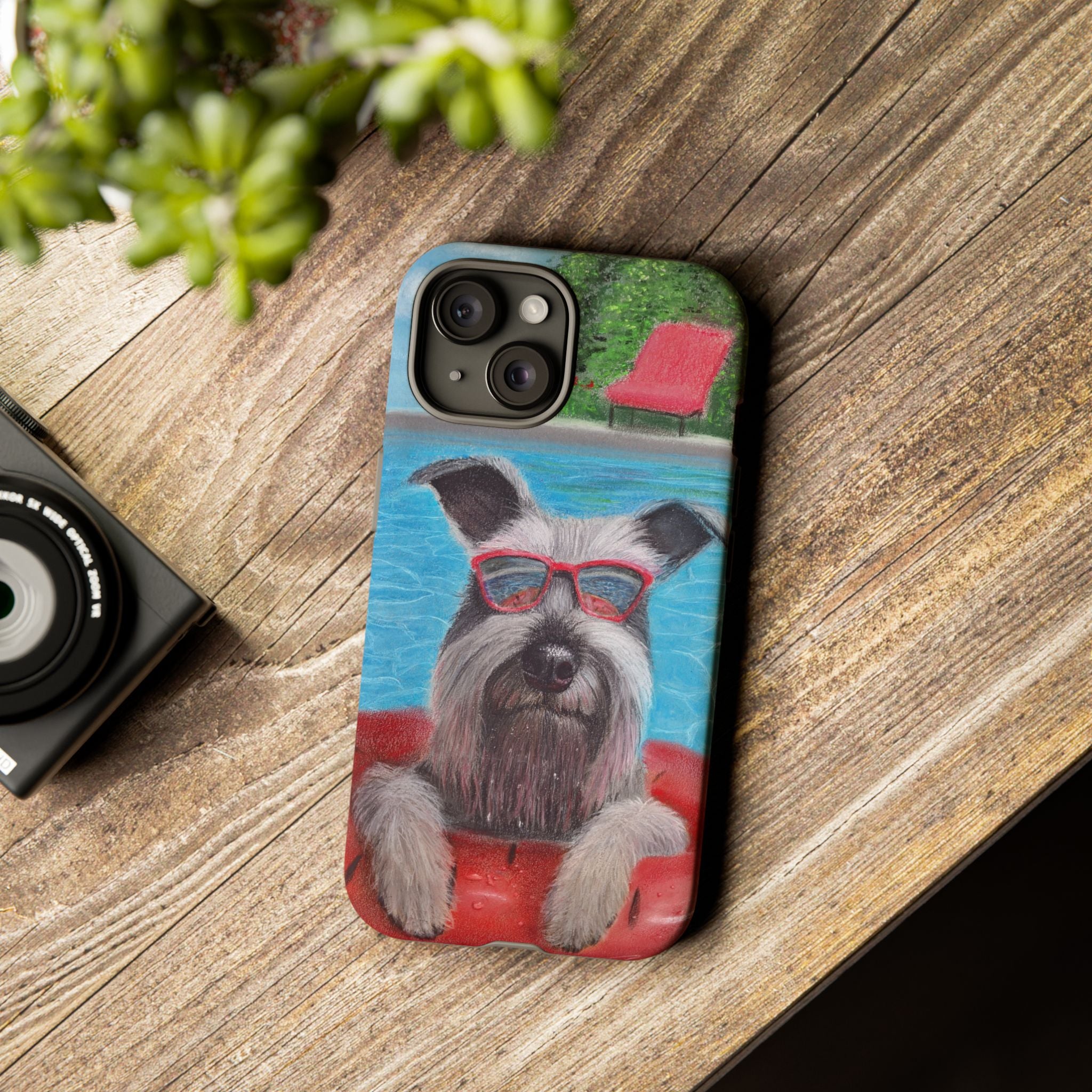 "Cool in the Pool" Phone Case — Cute Schnauzer in the Sun