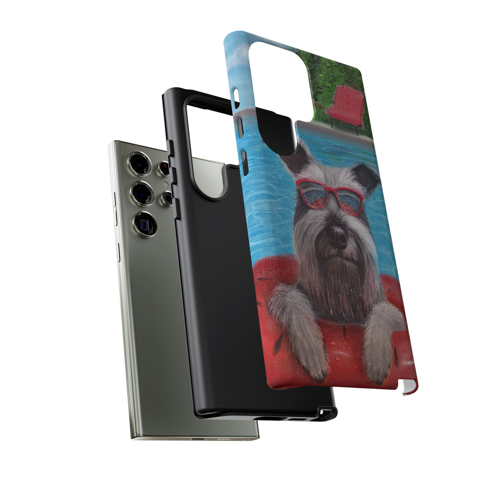 "Cool in the Pool" Phone Case — Cute Schnauzer in the Sun
