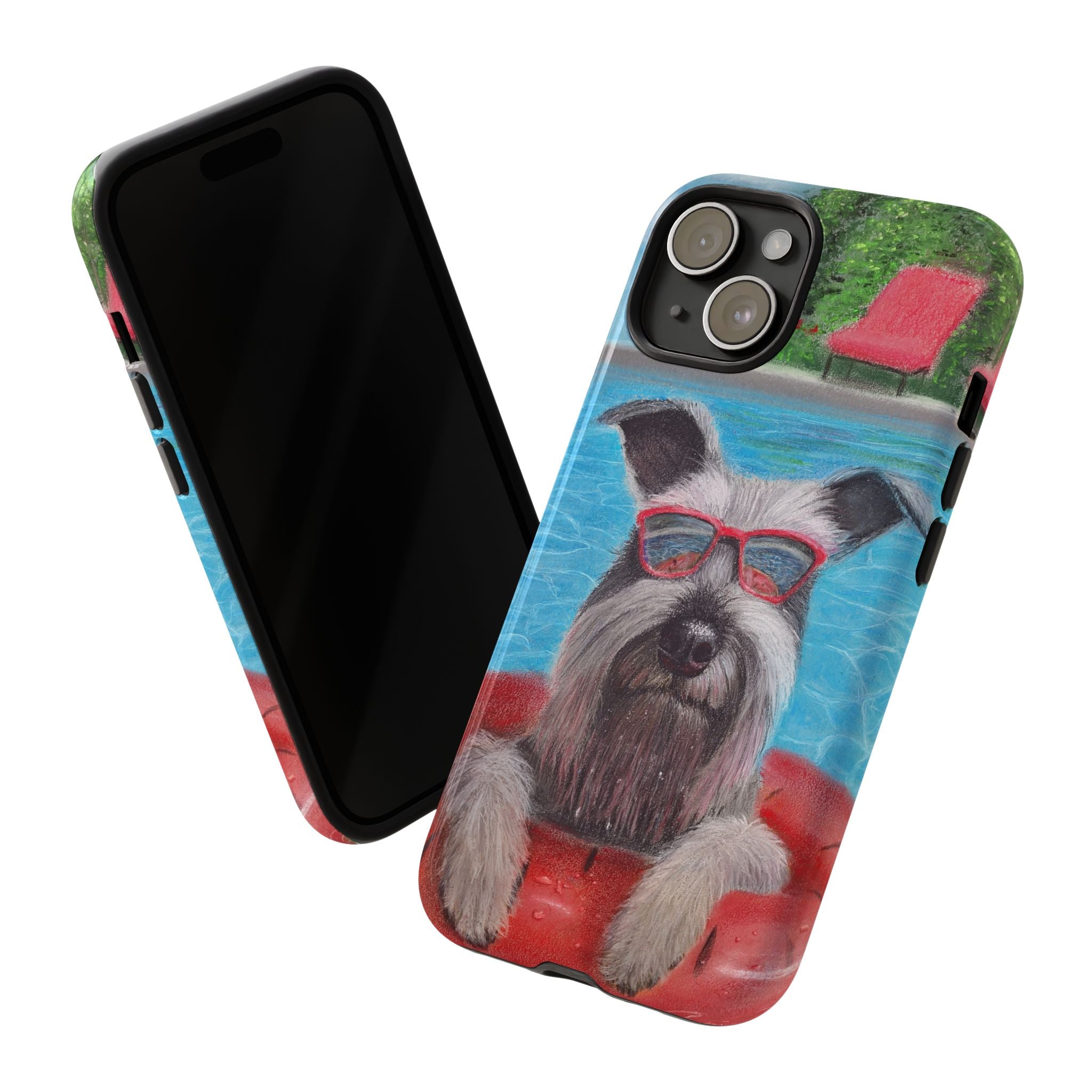 "Cool in the Pool" Phone Case — Cute Schnauzer in the Sun