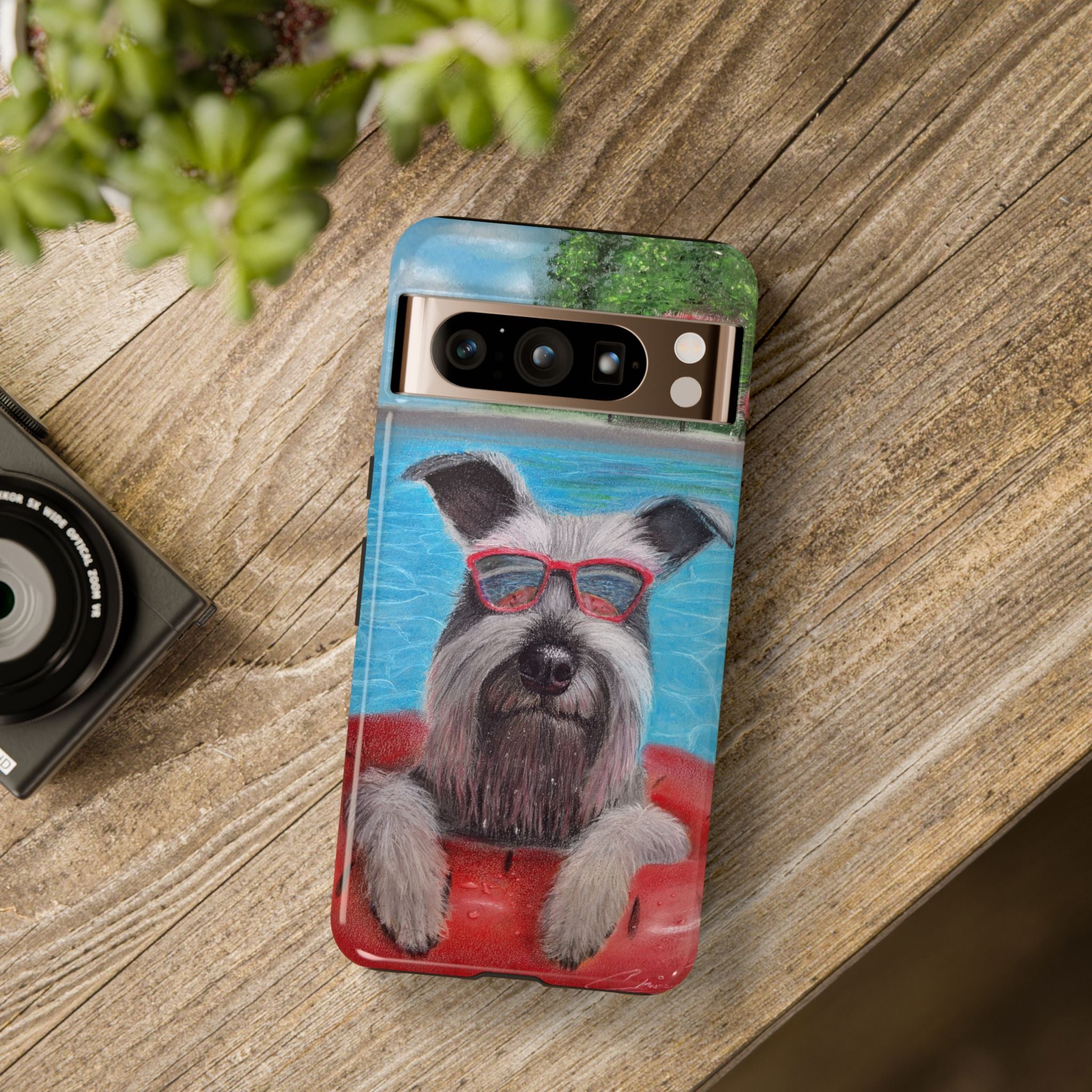 "Cool in the Pool" Phone Case — Cute Schnauzer in the Sun
