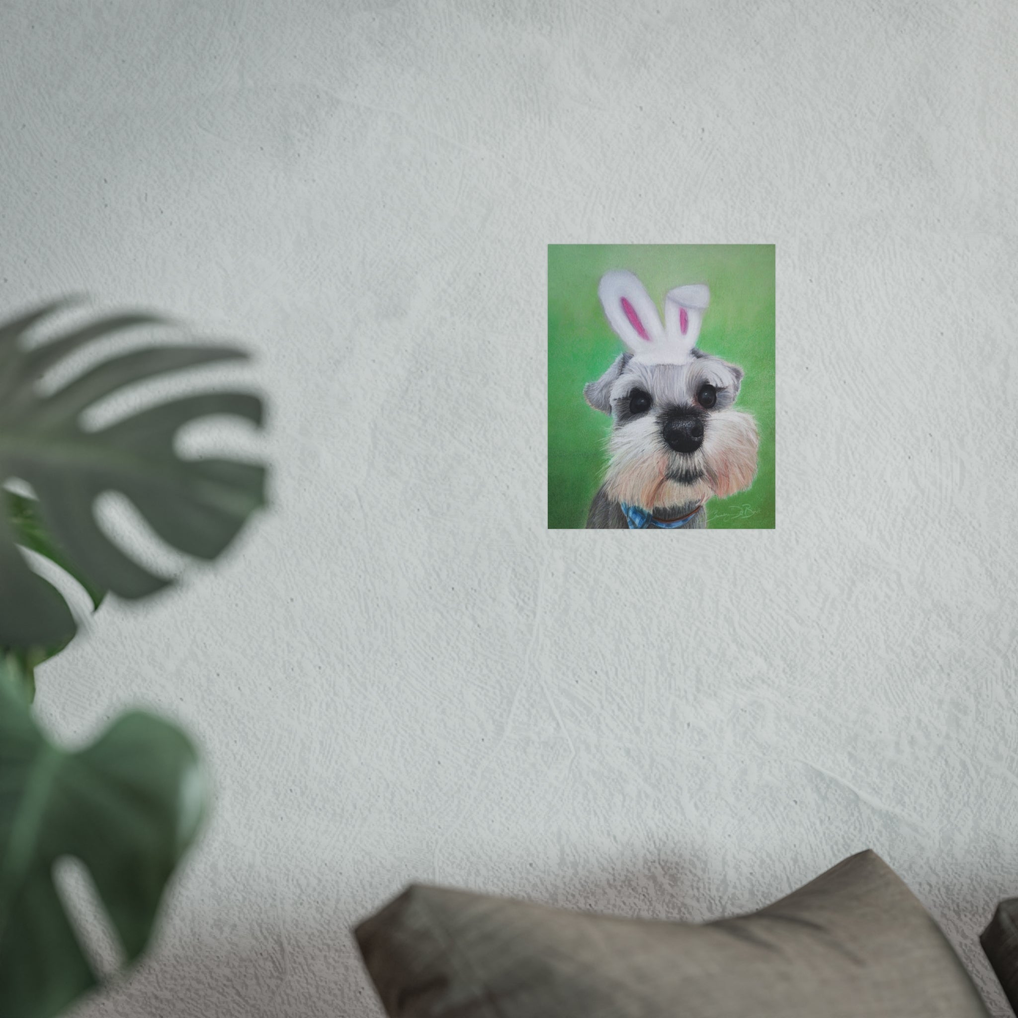 Schnauzer Bunny Fine Art Poster — Cute Dog Wall Art for Easter & Home Decor