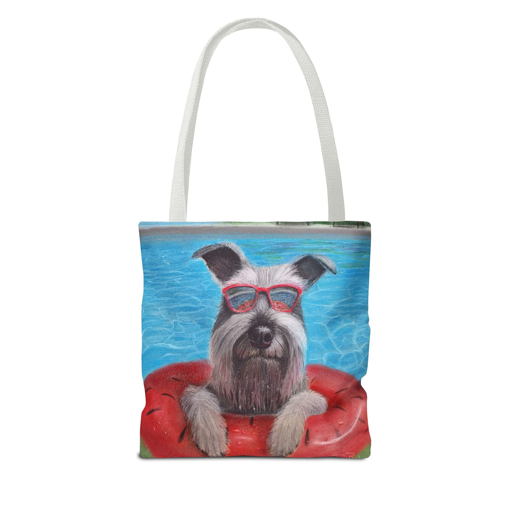 "Cool in the Pool" Schnauzer Beach Tote Bag