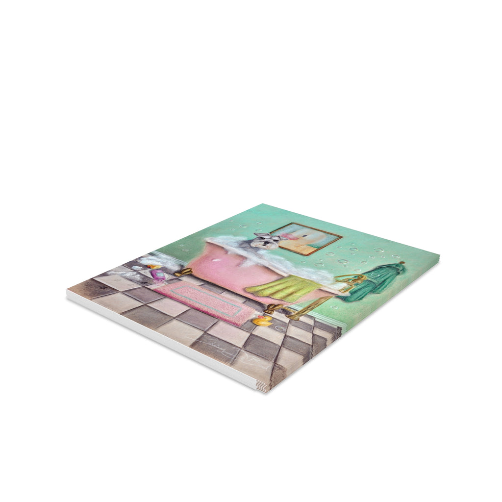 Schnauzer in Bubble Bath Greeting Cards – Blank Note Cards (8/16/24)
