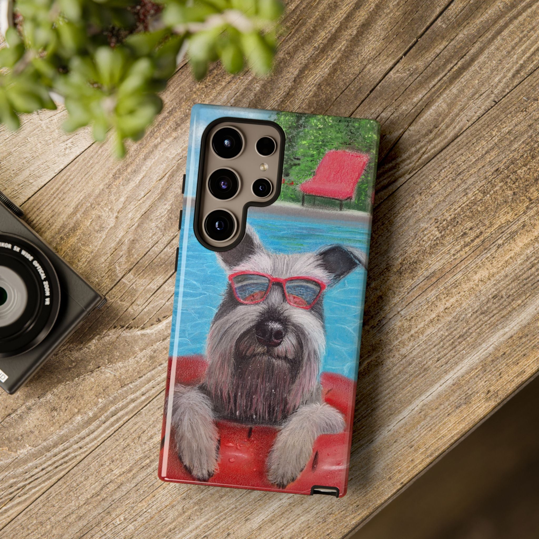 "Cool in the Pool" Phone Case — Cute Schnauzer in the Sun