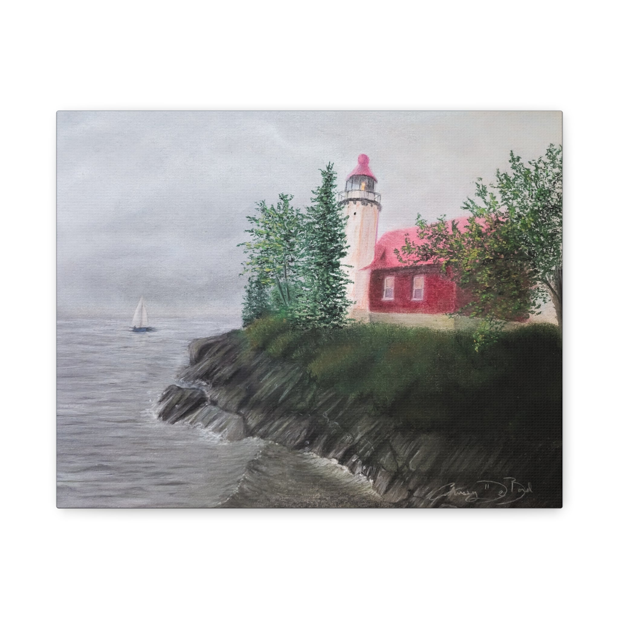 Lighthouse Coastal Canvas Print — Matte Stretched Wall Art