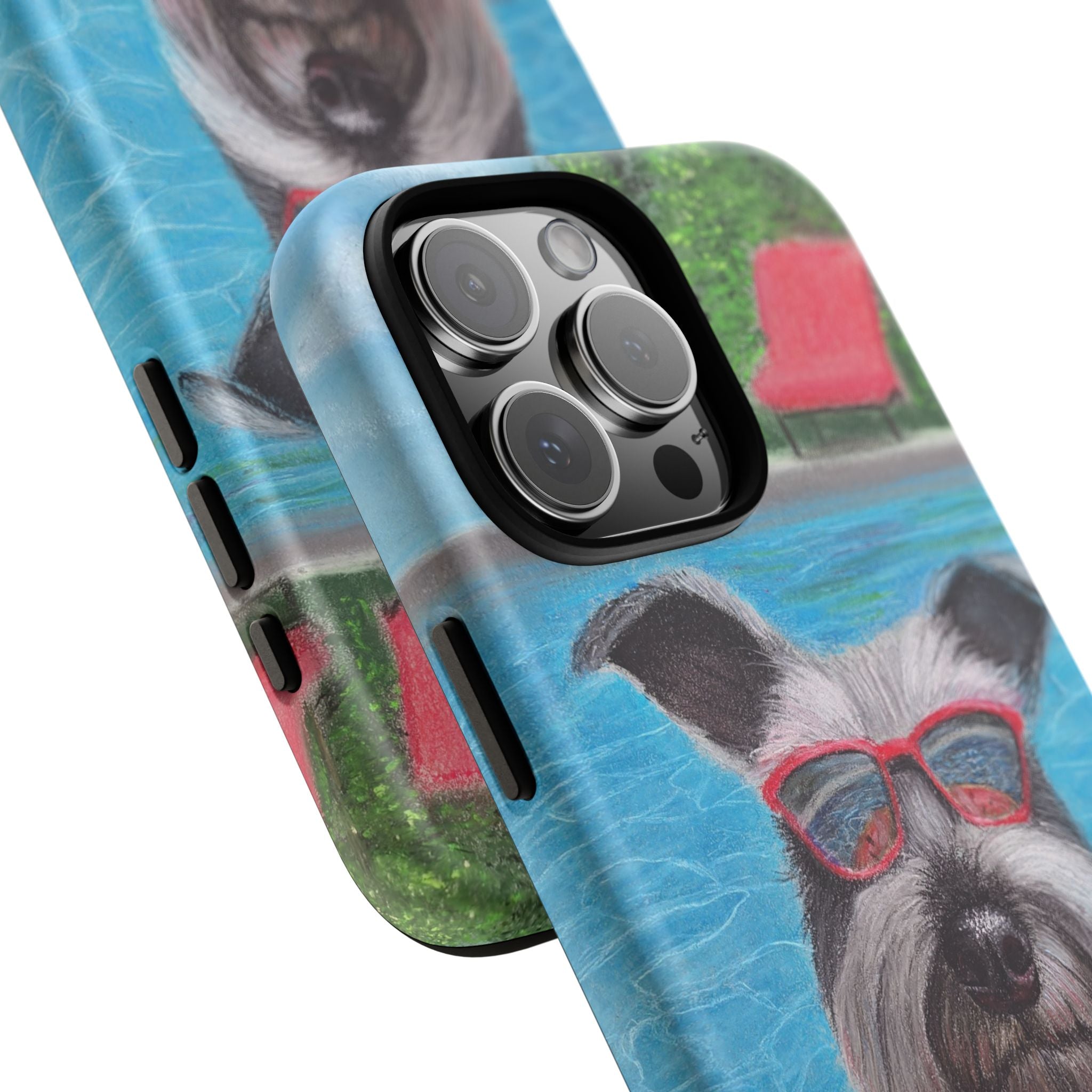 "Cool in the Pool" Phone Case — Cute Schnauzer in the Sun