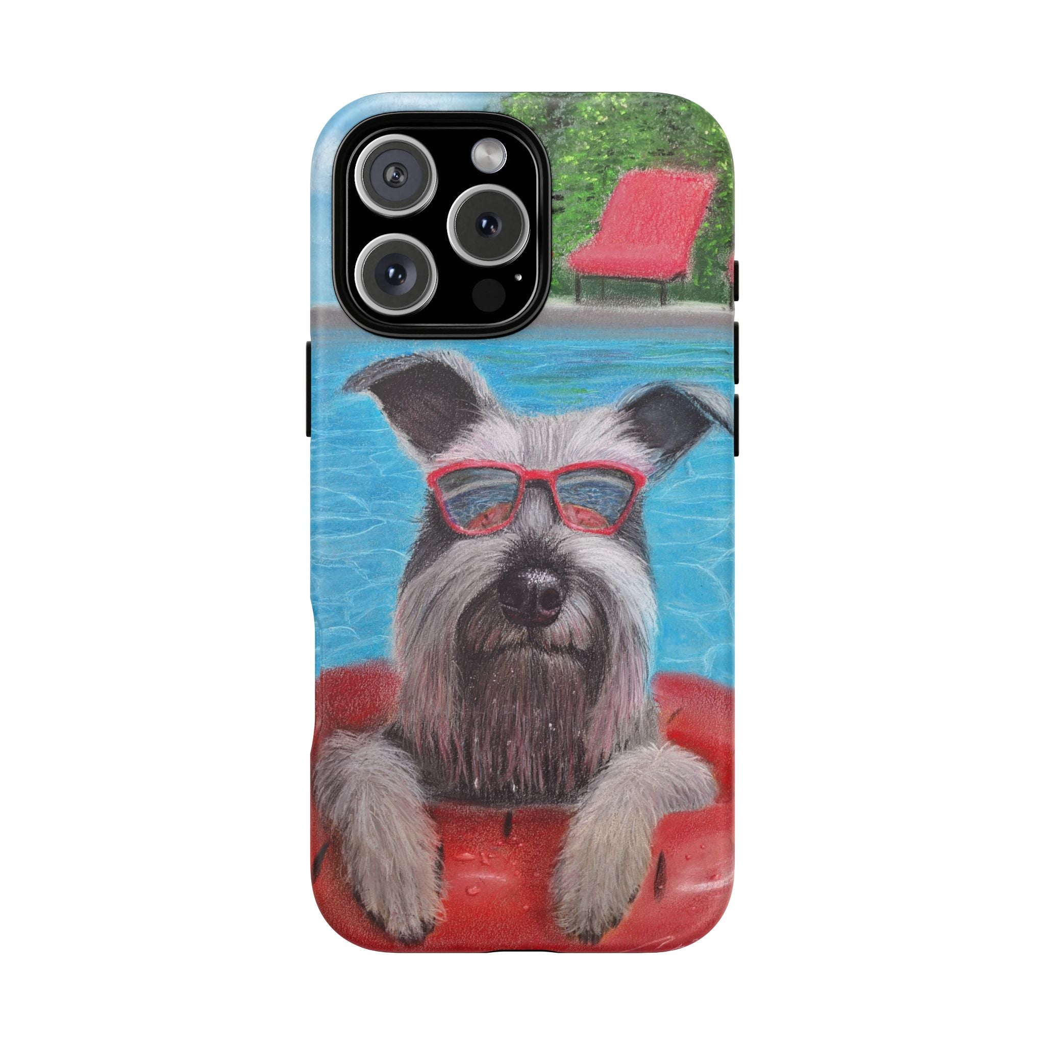 "Cool in the Pool" Phone Case — Cute Schnauzer in the Sun