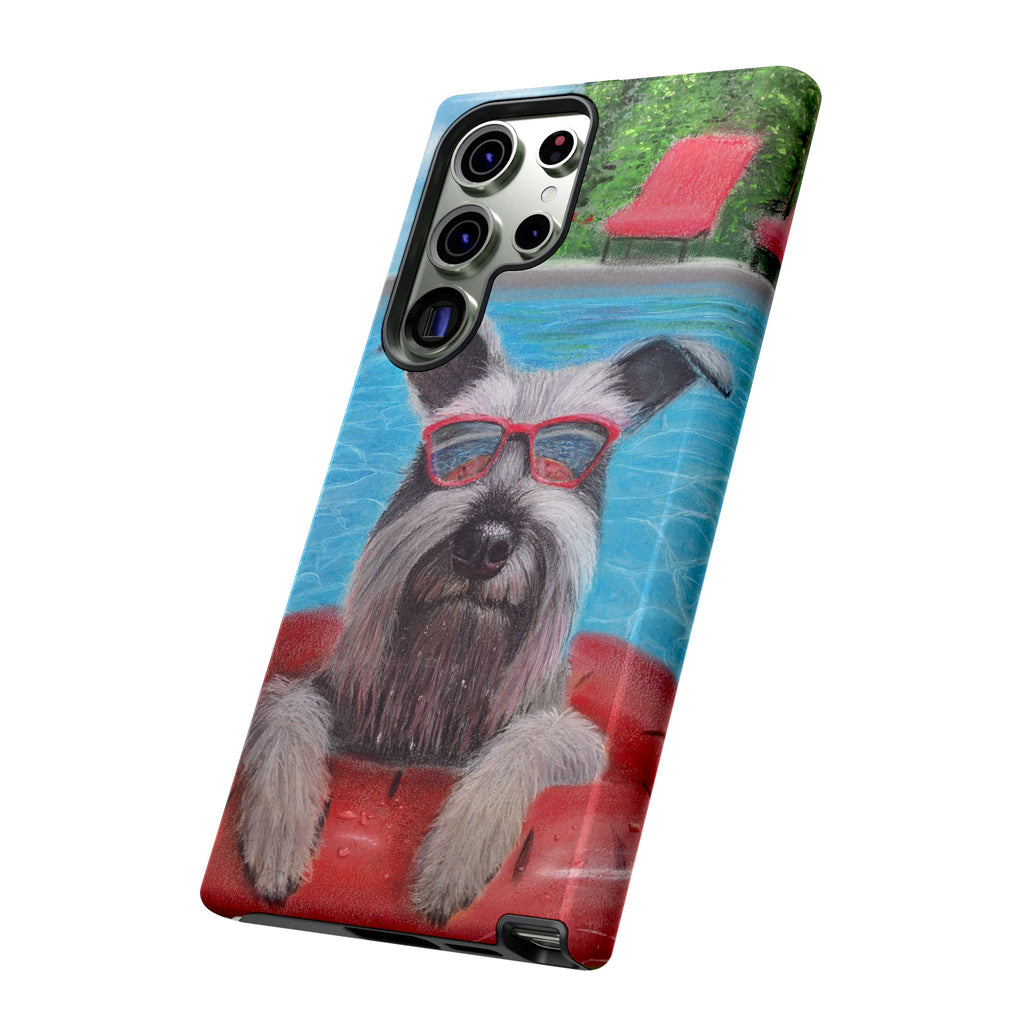 "Cool in the Pool" Phone Case — Cute Schnauzer in the Sun