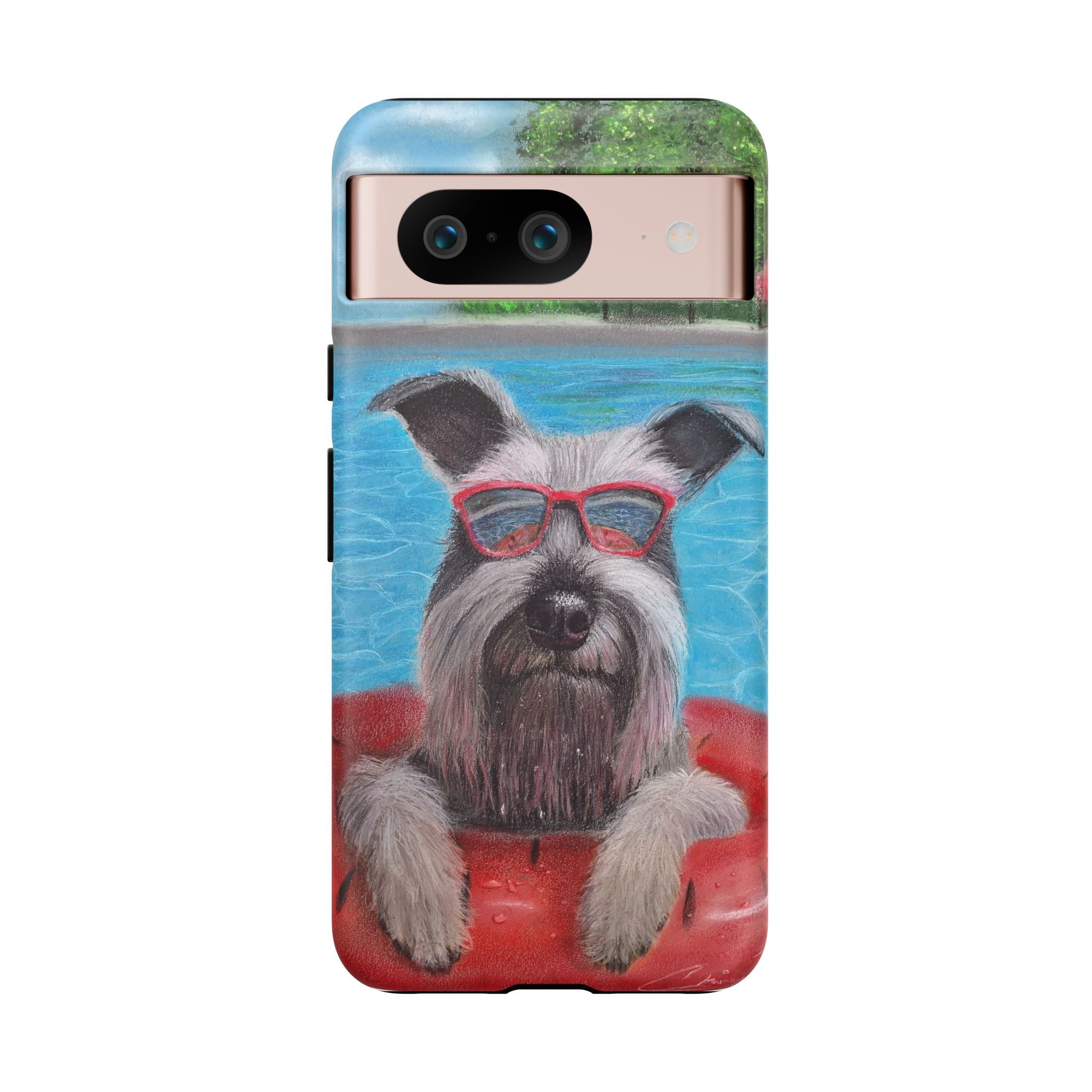 "Cool in the Pool" Phone Case — Cute Schnauzer in the Sun