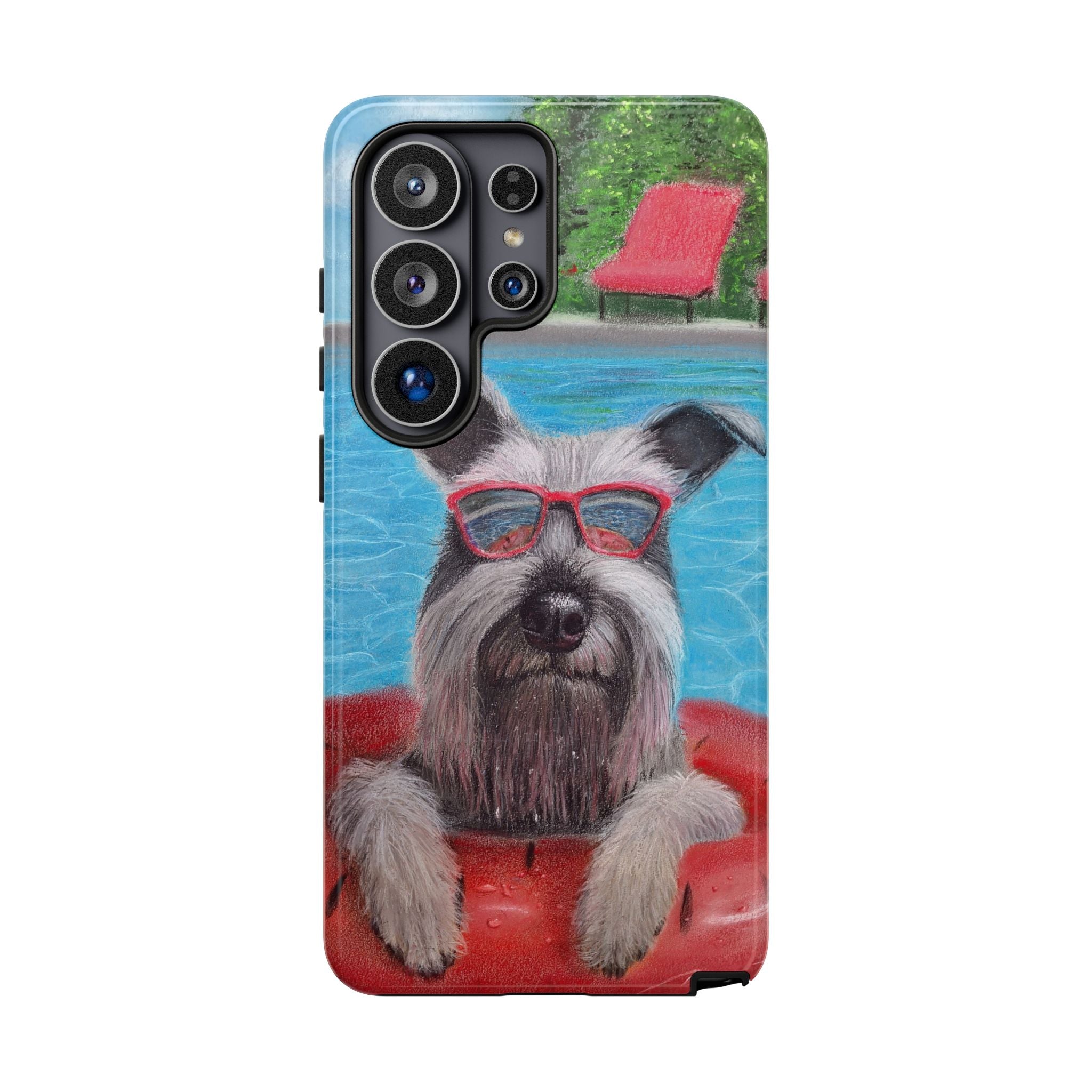 "Cool in the Pool" Phone Case — Cute Schnauzer in the Sun
