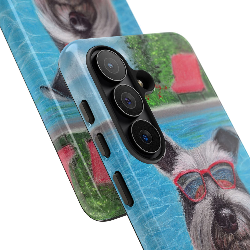"Cool in the Pool" Phone Case — Cute Schnauzer in the Sun