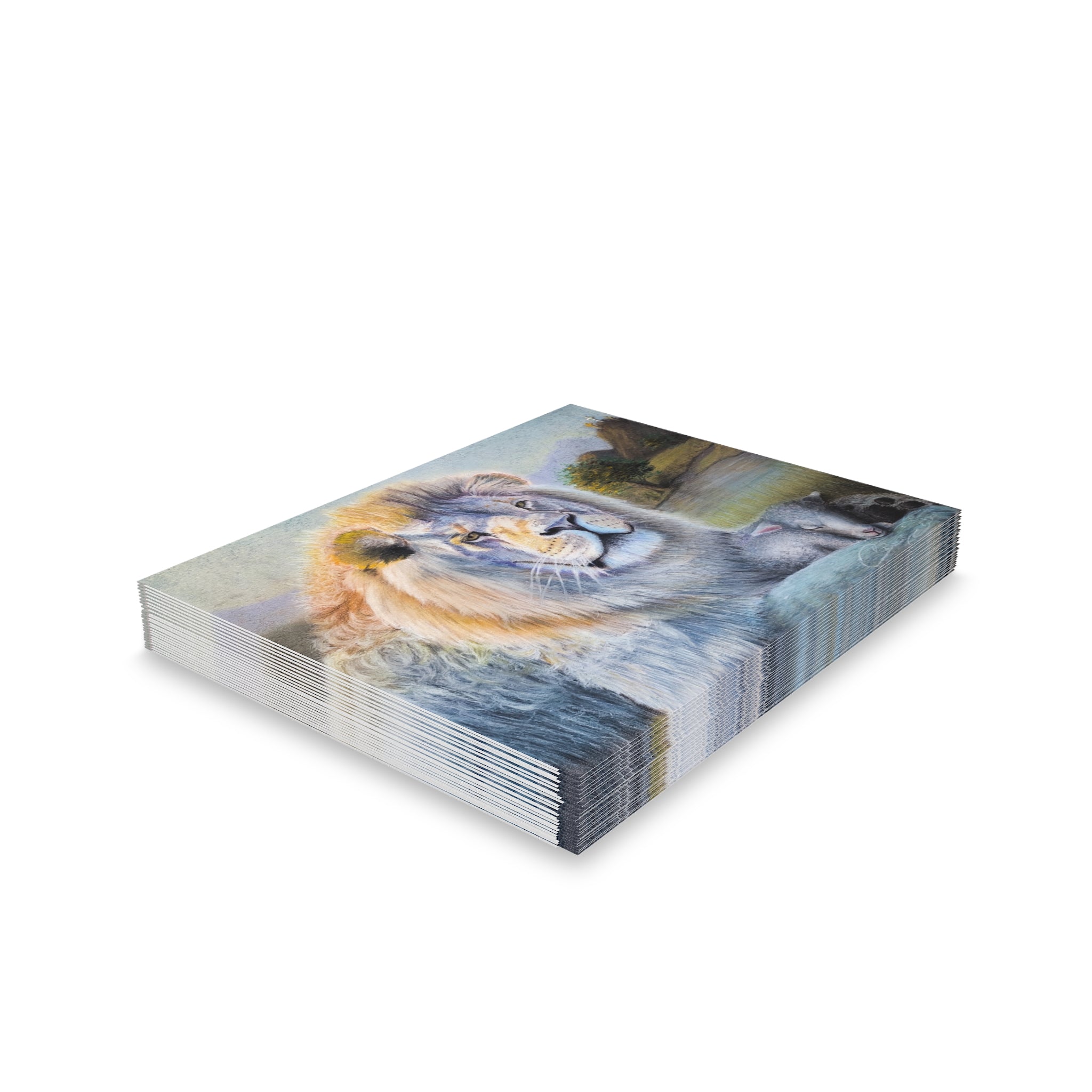 Lion and Lamb Greeting Cards – Pack of 8/16/24, Faith Inspired Note Cards