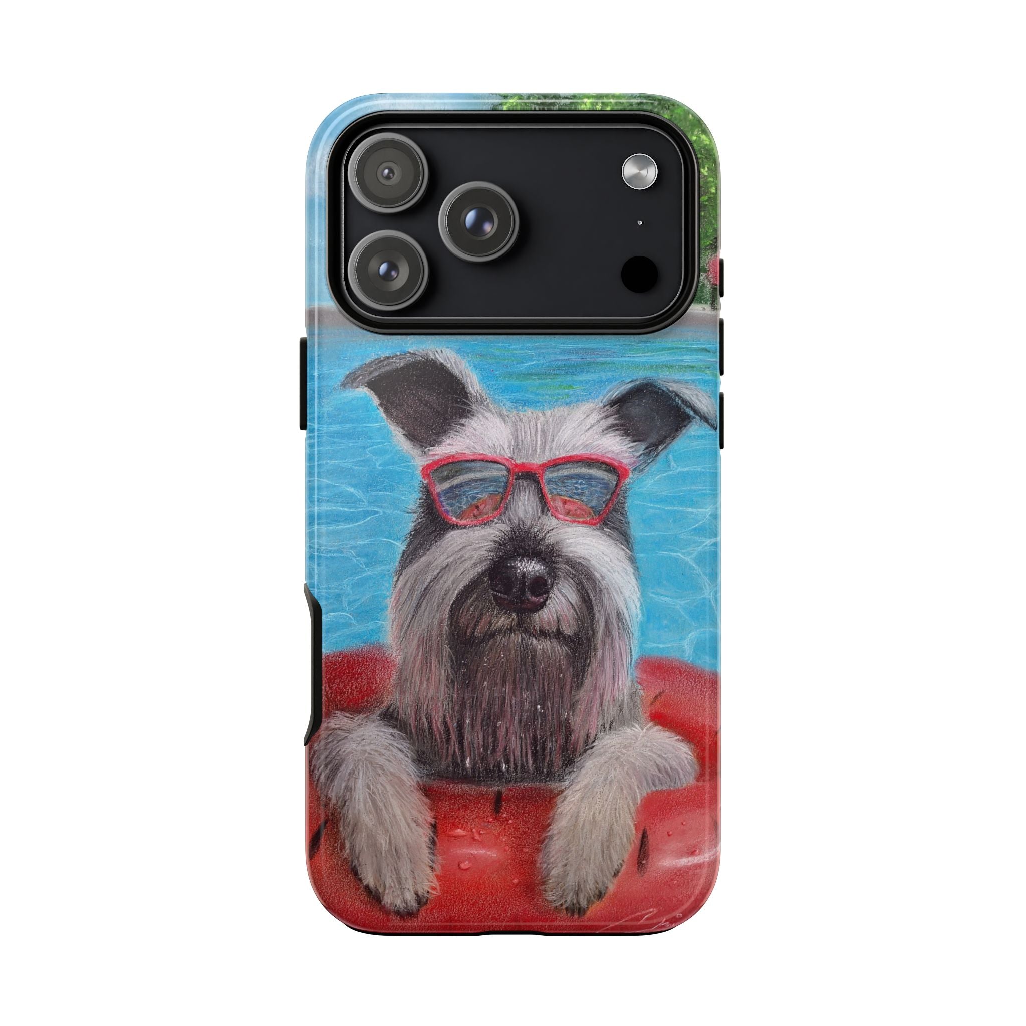 "Cool in the Pool" Phone Case — Cute Schnauzer in the Sun