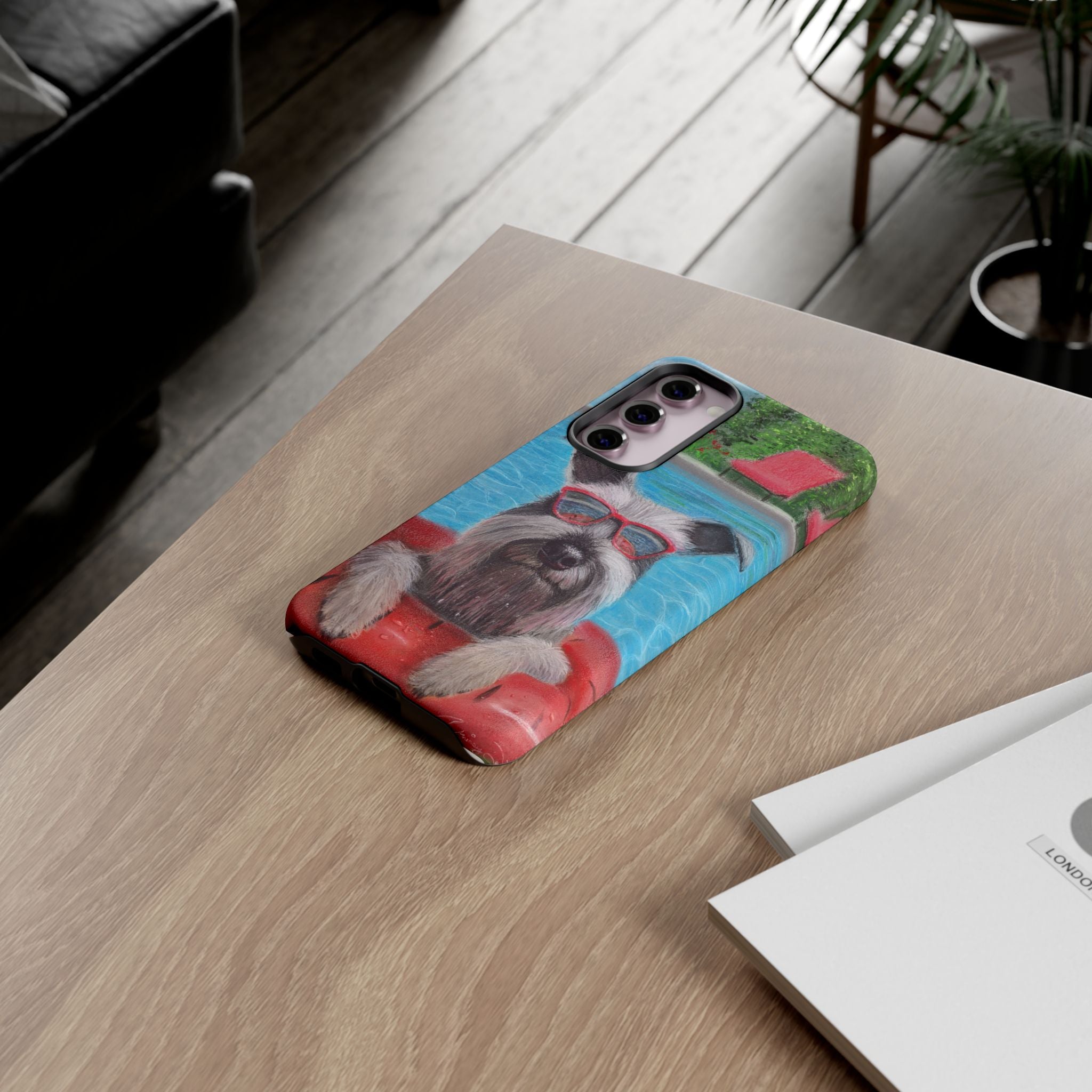 "Cool in the Pool" Phone Case — Cute Schnauzer in the Sun
