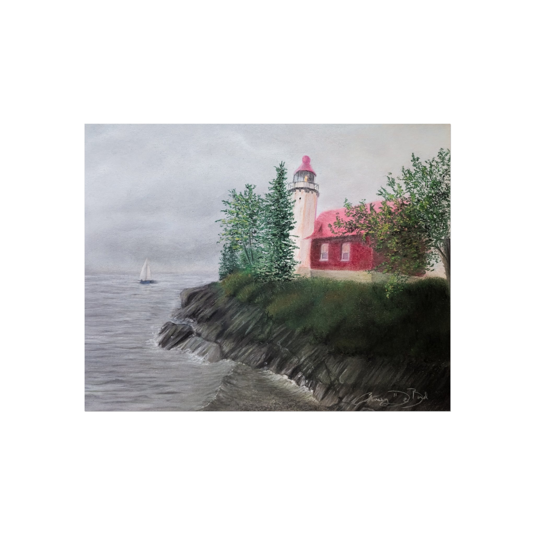 Lighthouse Cliff Fine Art Poster — Coastal Seascape Print