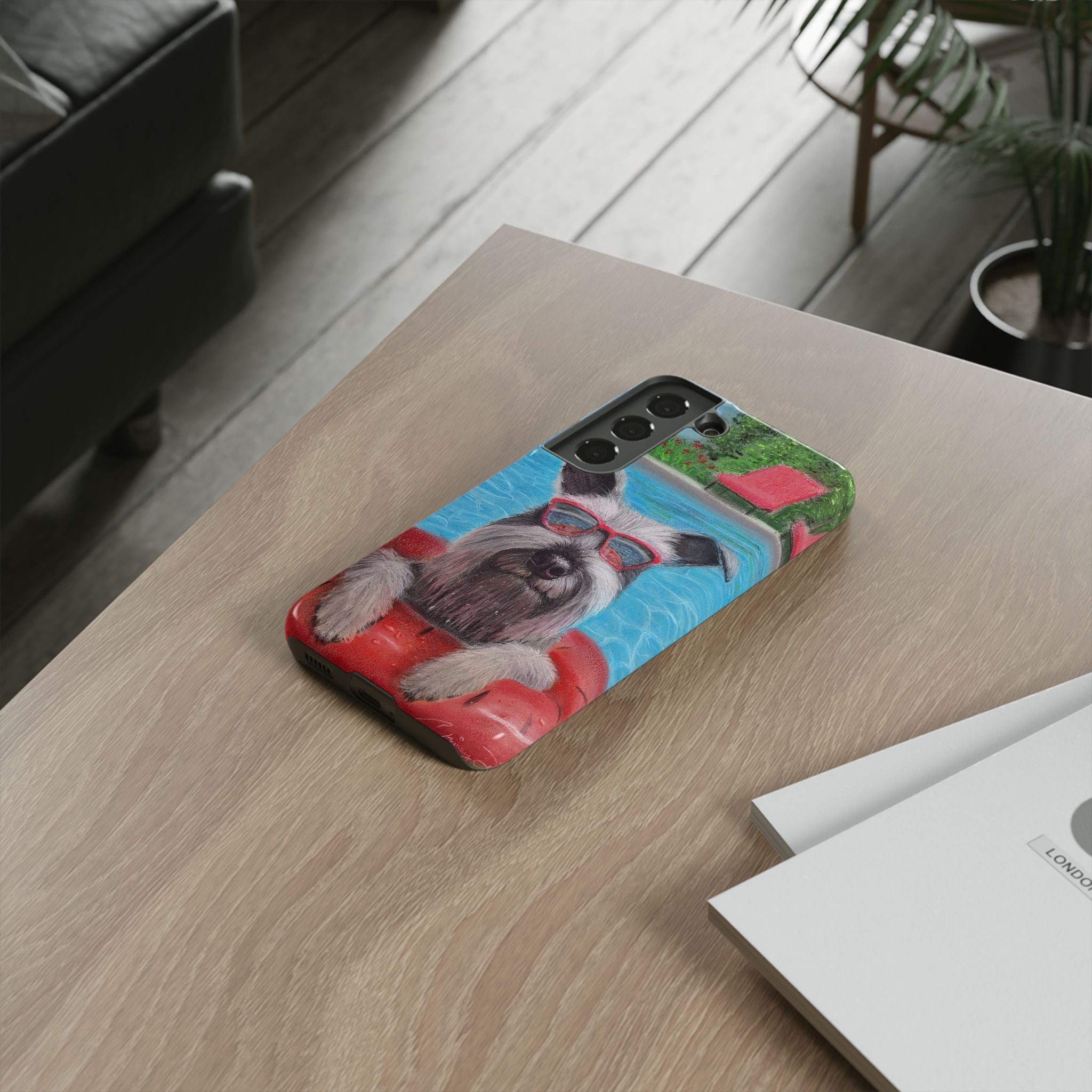 "Cool in the Pool" Phone Case — Cute Schnauzer in the Sun