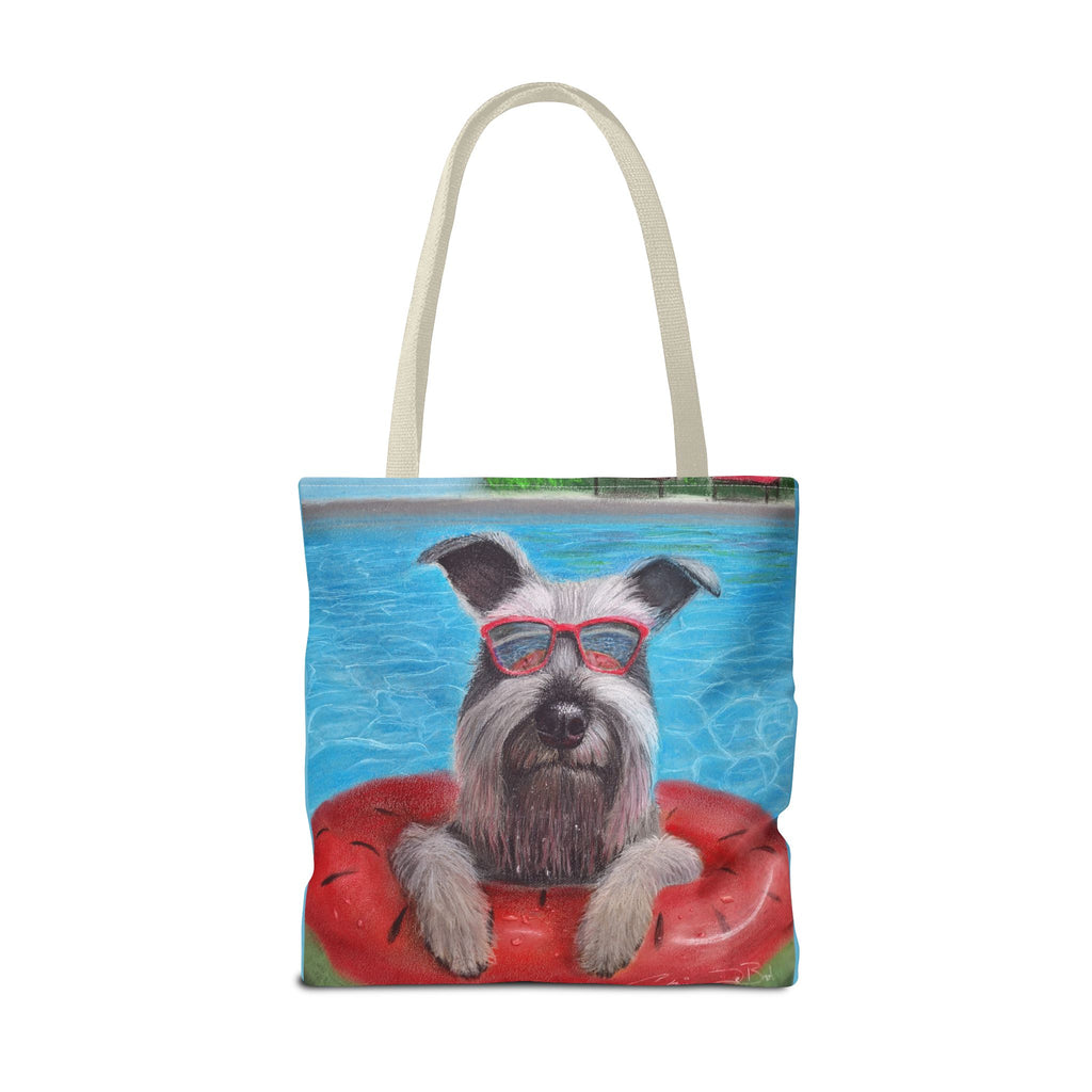 "Cool in the Pool" Schnauzer Beach Tote Bag