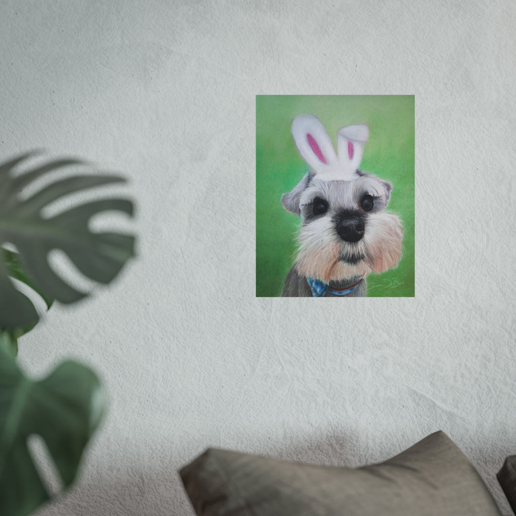 Schnauzer Bunny Fine Art Poster — Cute Dog Wall Art for Easter & Home Decor