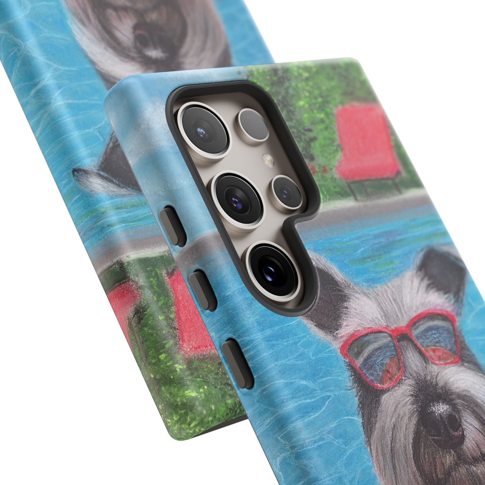 "Cool in the Pool" Phone Case — Cute Schnauzer in the Sun