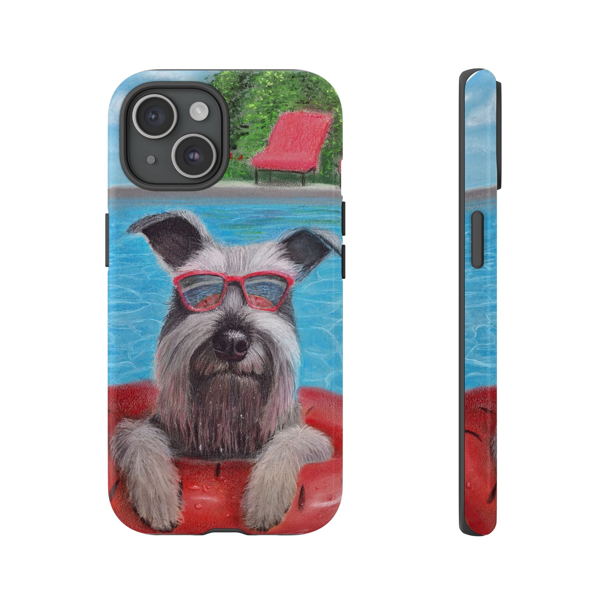 "Cool in the Pool" Phone Case — Cute Schnauzer in the Sun